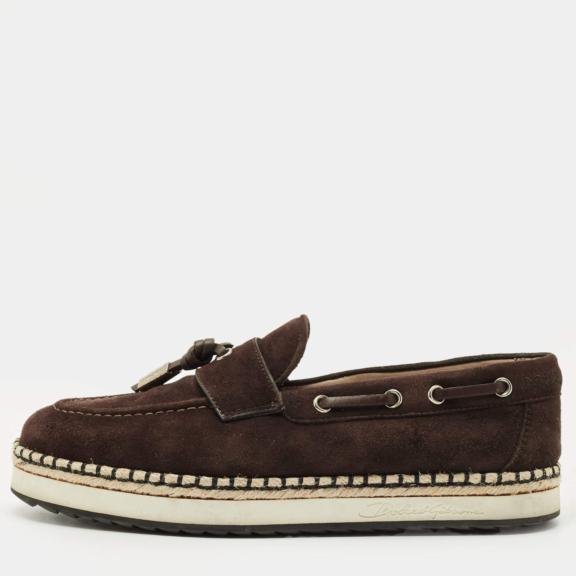 Pre Owned Dolce & Gabbana Brown Suede Slip On Espadrilles Size 39