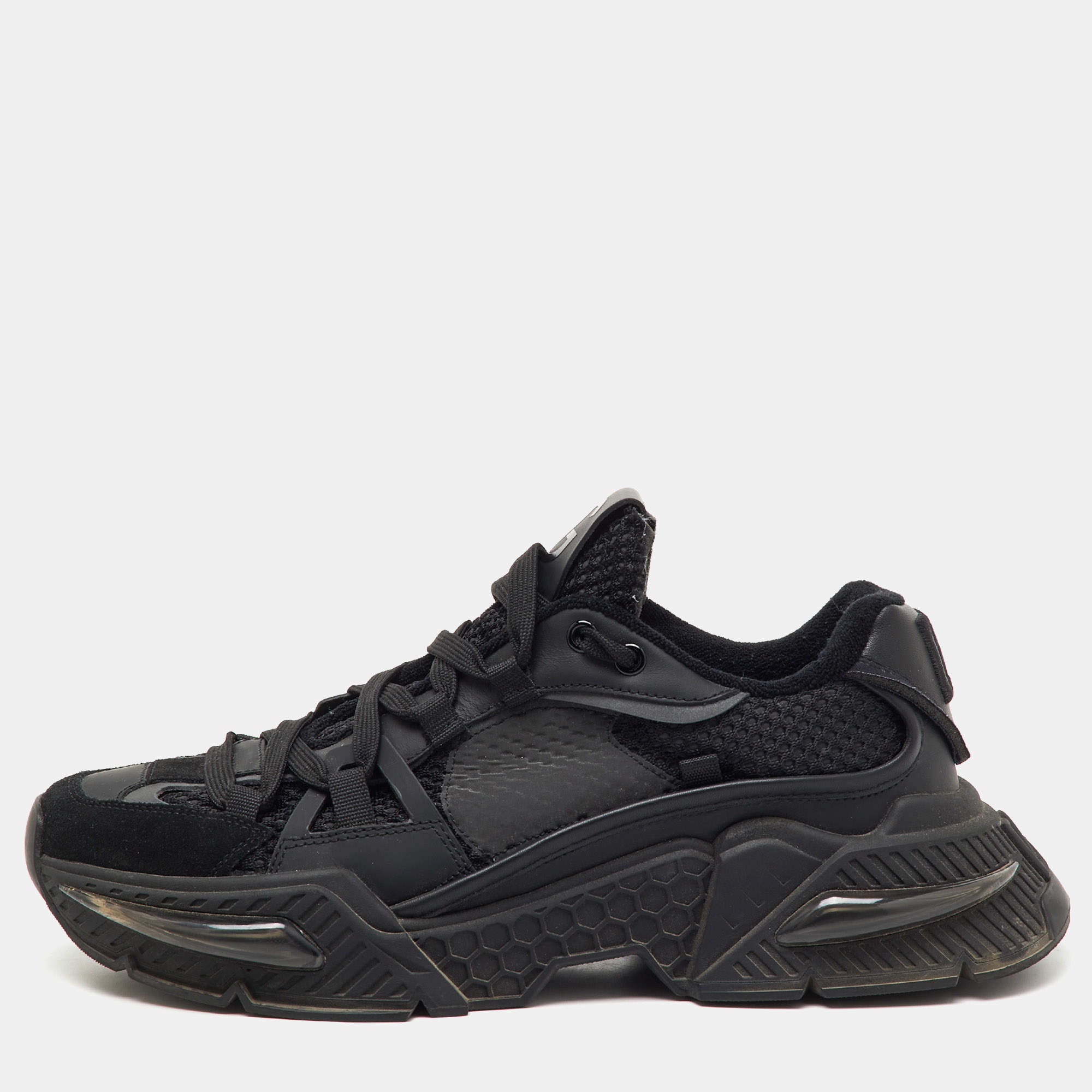 Pre Owned Dolce & Gabbana Black Suede, Leather and Mesh Airmaster Sneakers Size 42