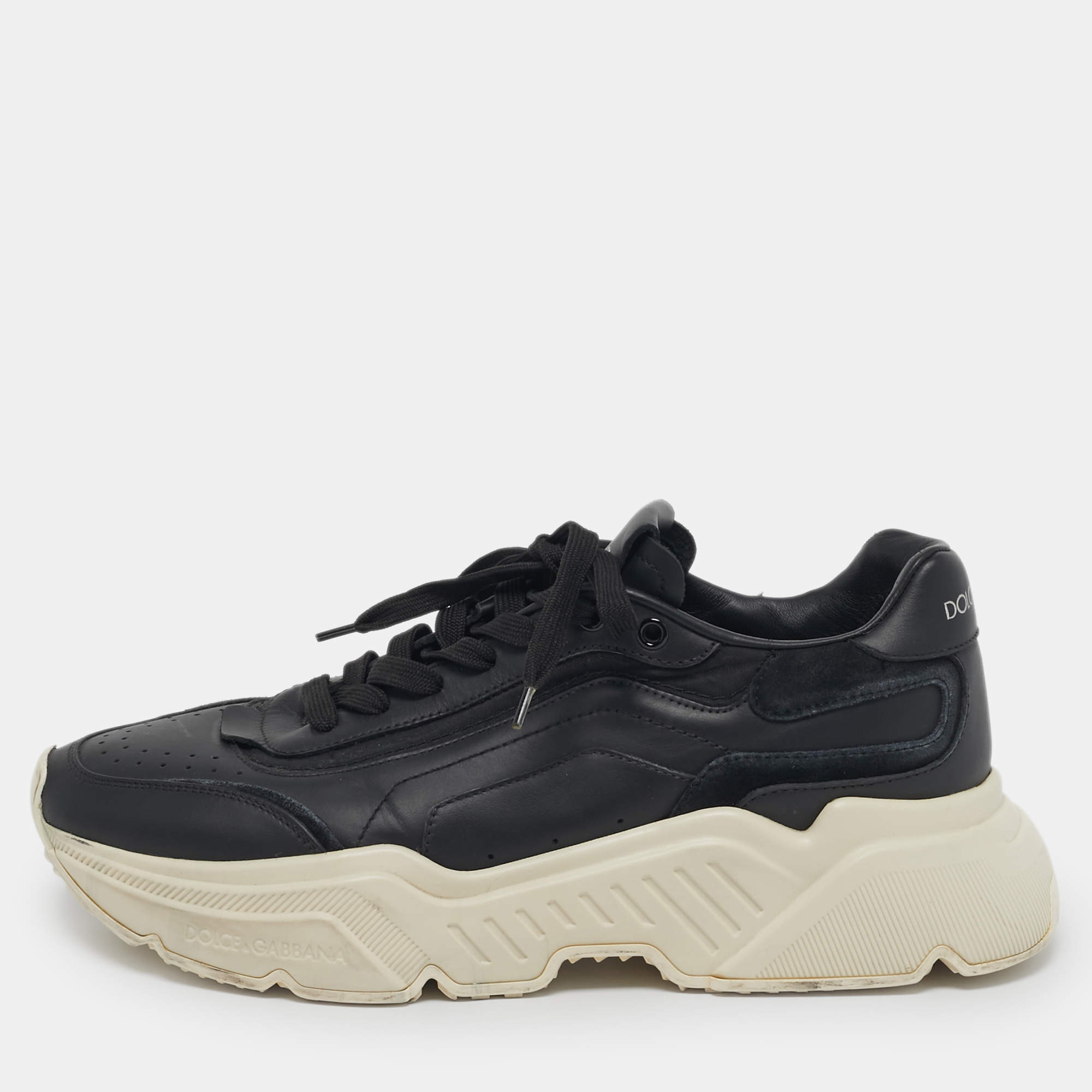 مملوكة مسبقًا حذاء رياضي دولتشي أند غابانا جلد أسود داي ماس تر بأربطة مقاس 40.5