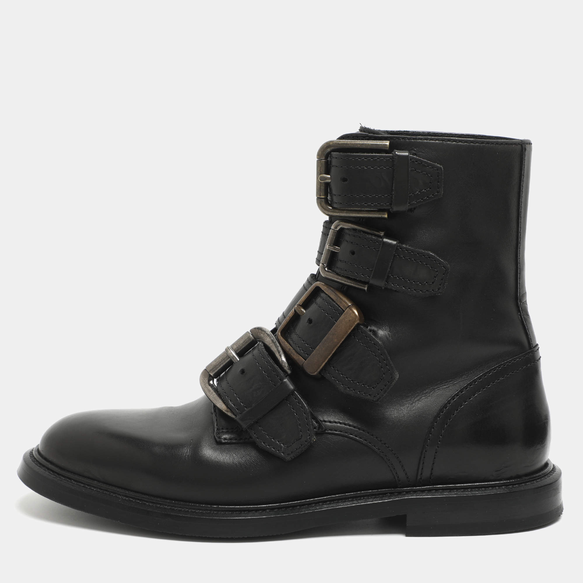 مملوكة مسبقًا Dolce & Gabbana Michelangelo Size 39 Black Leather Ankle Length Boots