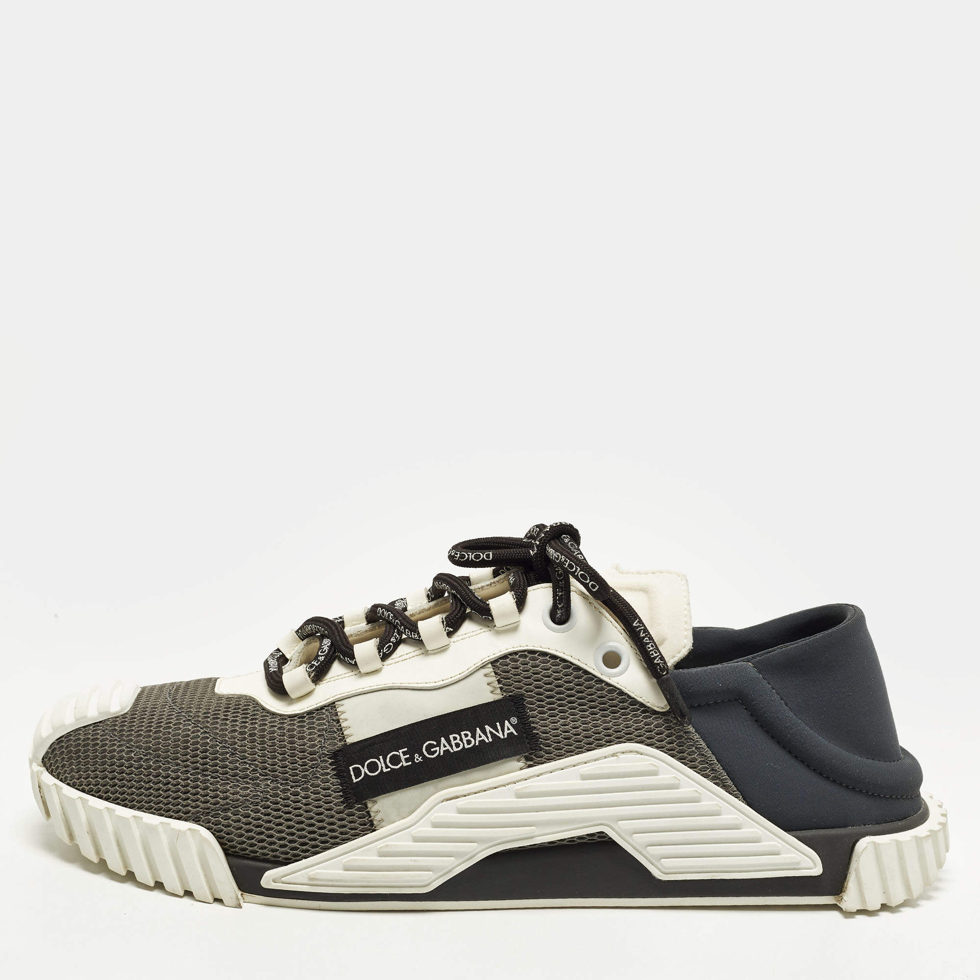 Pre Owned Dolce & Gabbana Ns1 Size 46 Multicolor Leather, Mesh and Suede Lace Up Sneakers