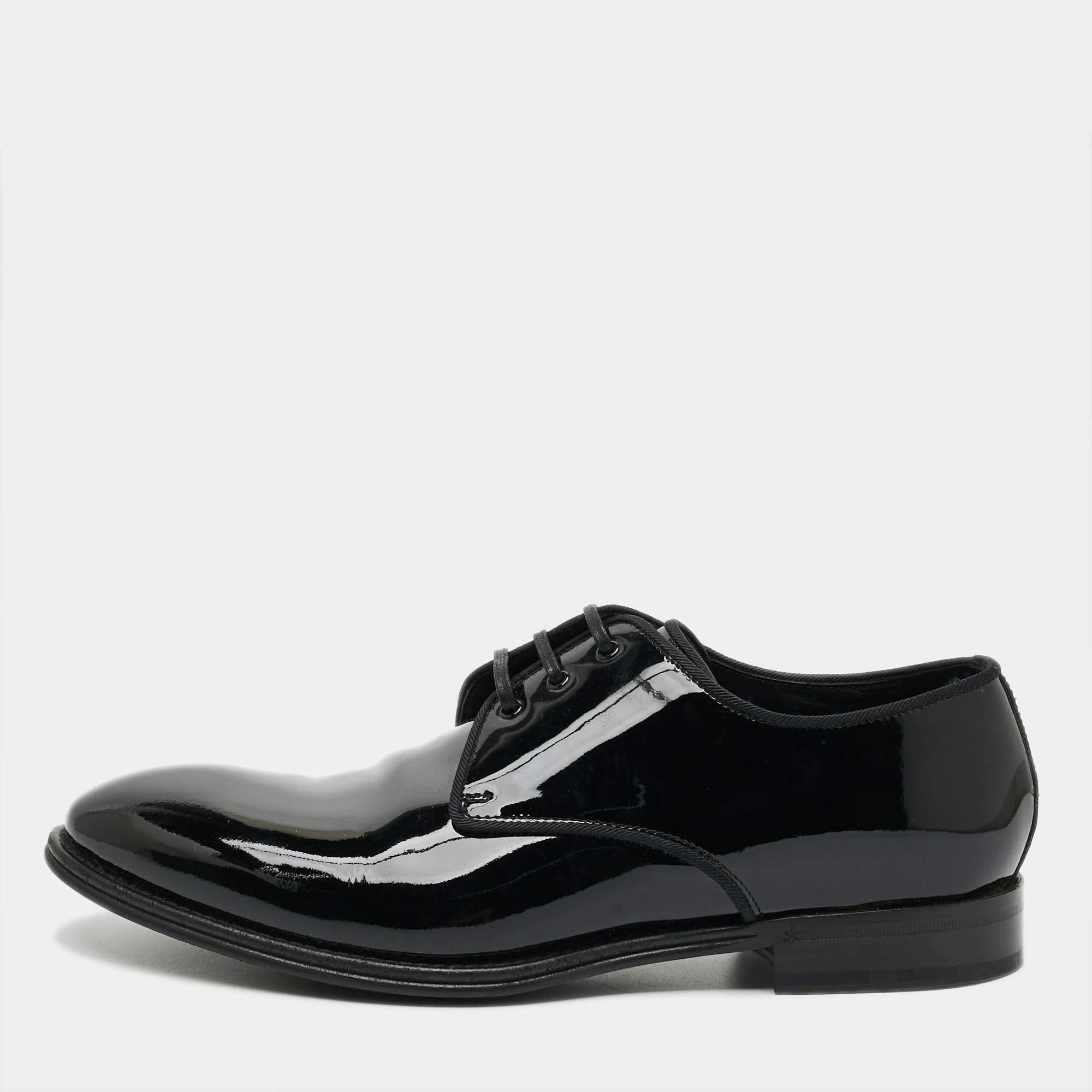 Pre Owned Dolce & Gabbana Size 41 Black Patent Leather Derby