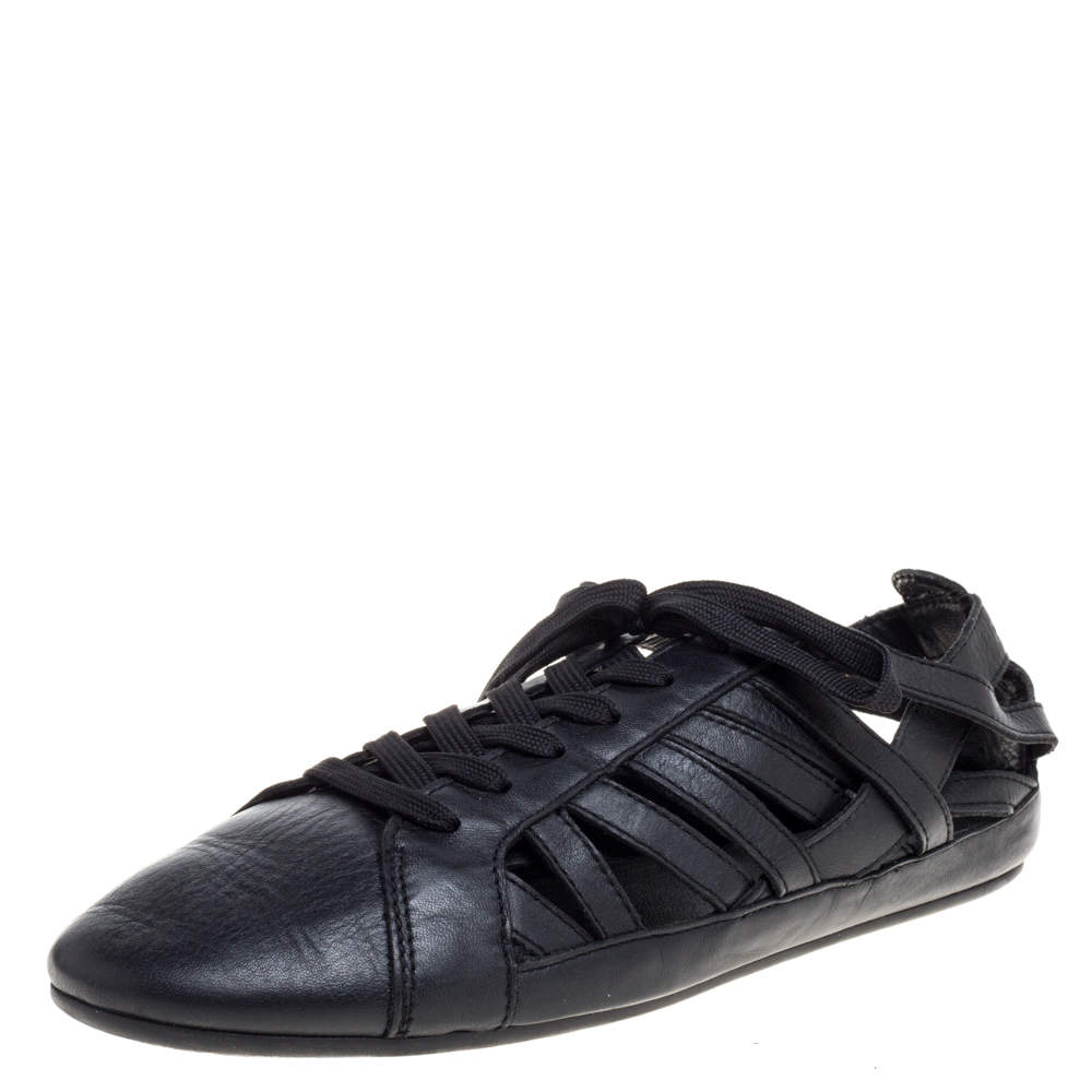 مملوكة مسبقًا Dolce & Gabbana Black Leather Cutout Sneakers Size 43