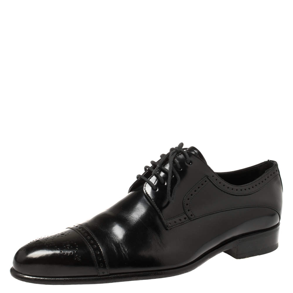 Pre Owned Dolce & Gabbana Black Leather Brogue Derby Size 42