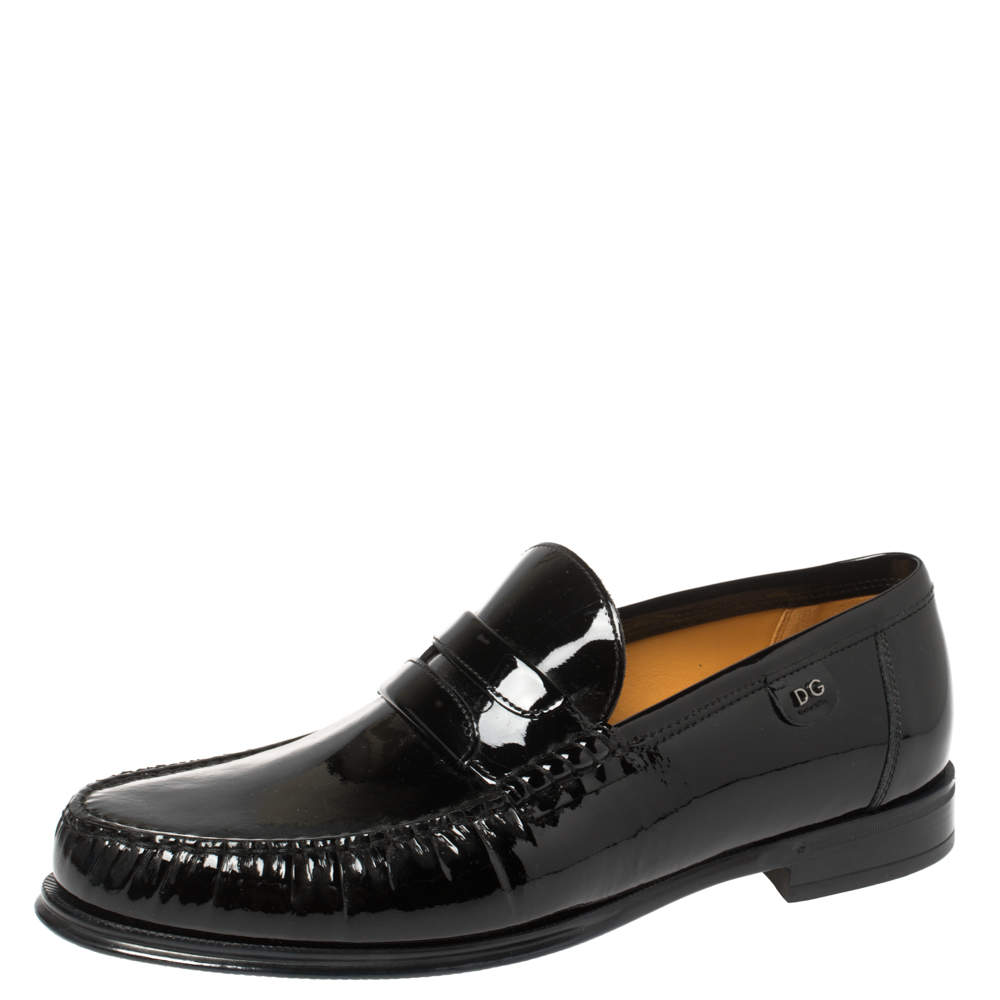 Dolce and Gabbana Black Patent Leather Penny Loafers Size 40 Dolce & Gabbana  | TLC