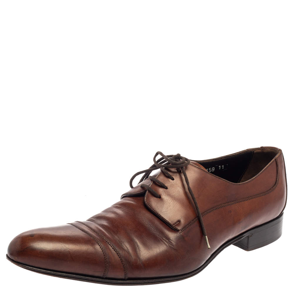 Dolce & Gabbana Brown Leather Lace Up Derby Size 45
