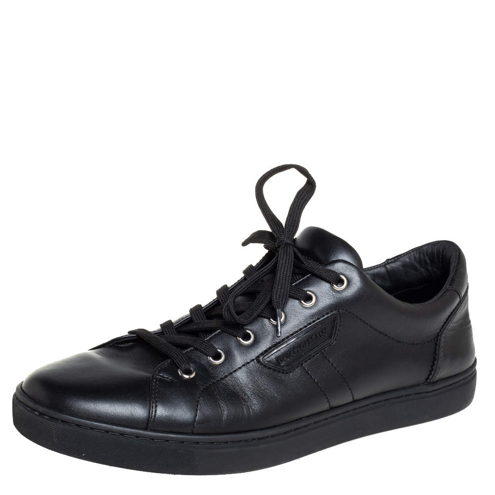 Pre Owned Dolce & Gabbana Black Leather Low Top Sneakers Size 43