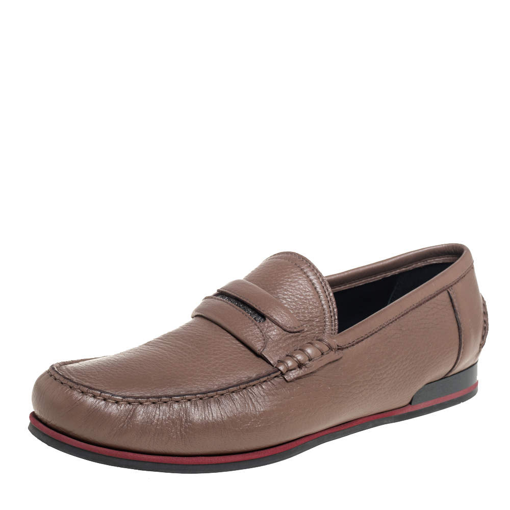 مملوكة مسبقًا Dolce & Gabbana Brown Leather Slip On  Loafers Size 43