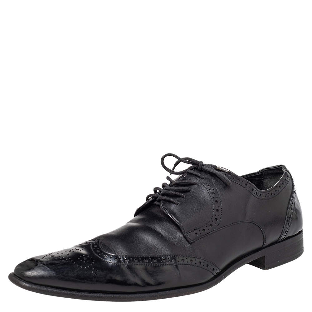 Dolce & Gabbana Black Brogue Leather Lace Up Derby Size 43