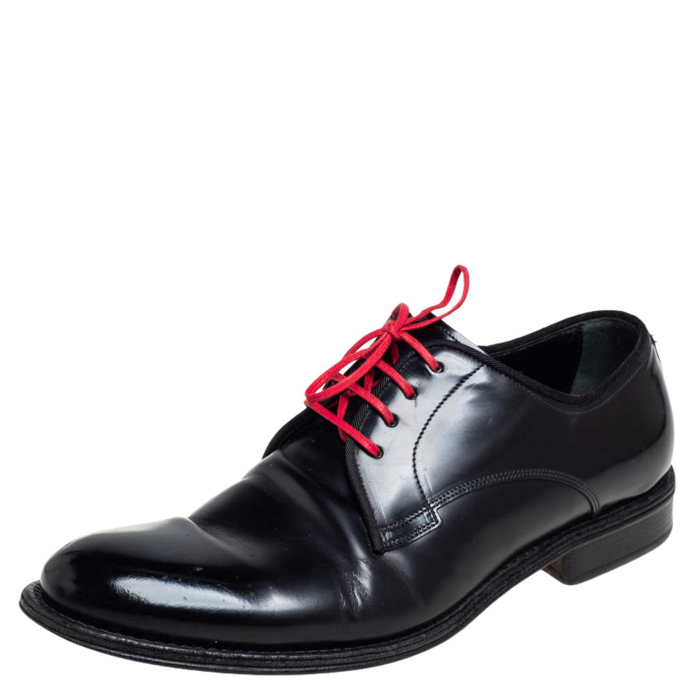 Pre Owned حذاء أوكسفورد دولتشي أند غابانا جلد أسود رباط علوي مقاس 42