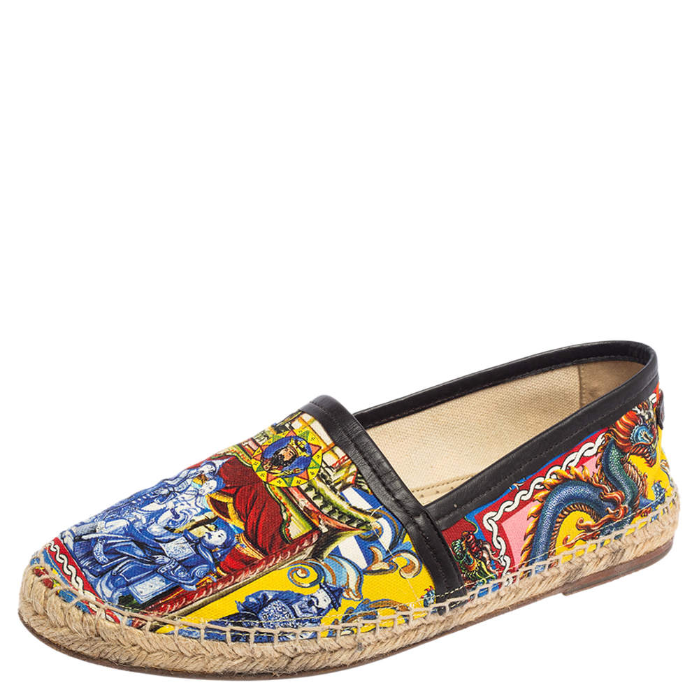 Pre Owned Dolce & Gabbana Multicolor Printed Canvas Slip On Espadrille Size 41