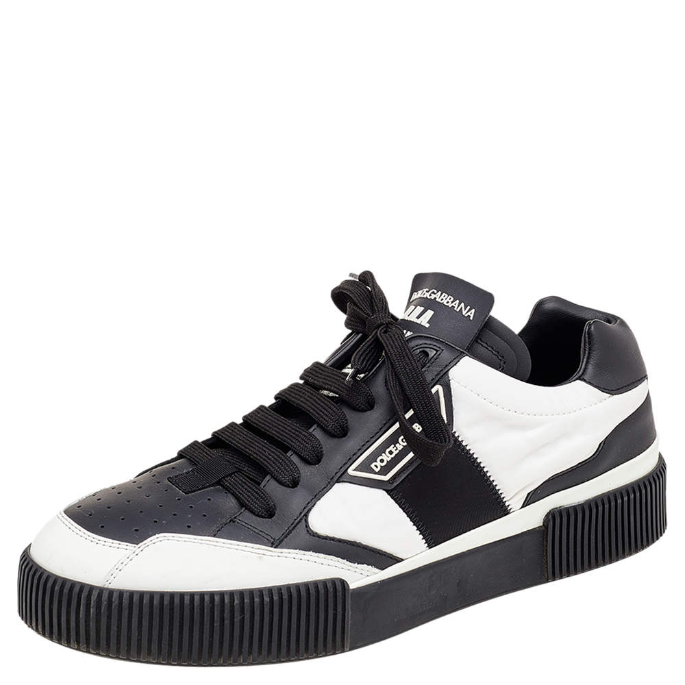 Dolce & Gabbana Black/White Leather And Nylon Miami Low Top Sneakers ...