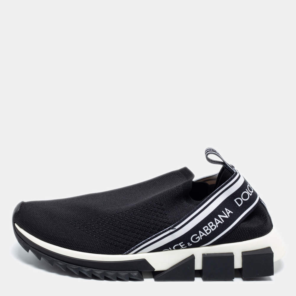 مملوكة مسبقًا حذاء رياضي دولتشي أند غابانا سورينتو قماش تريكو أبيض / أسود مقاس 40