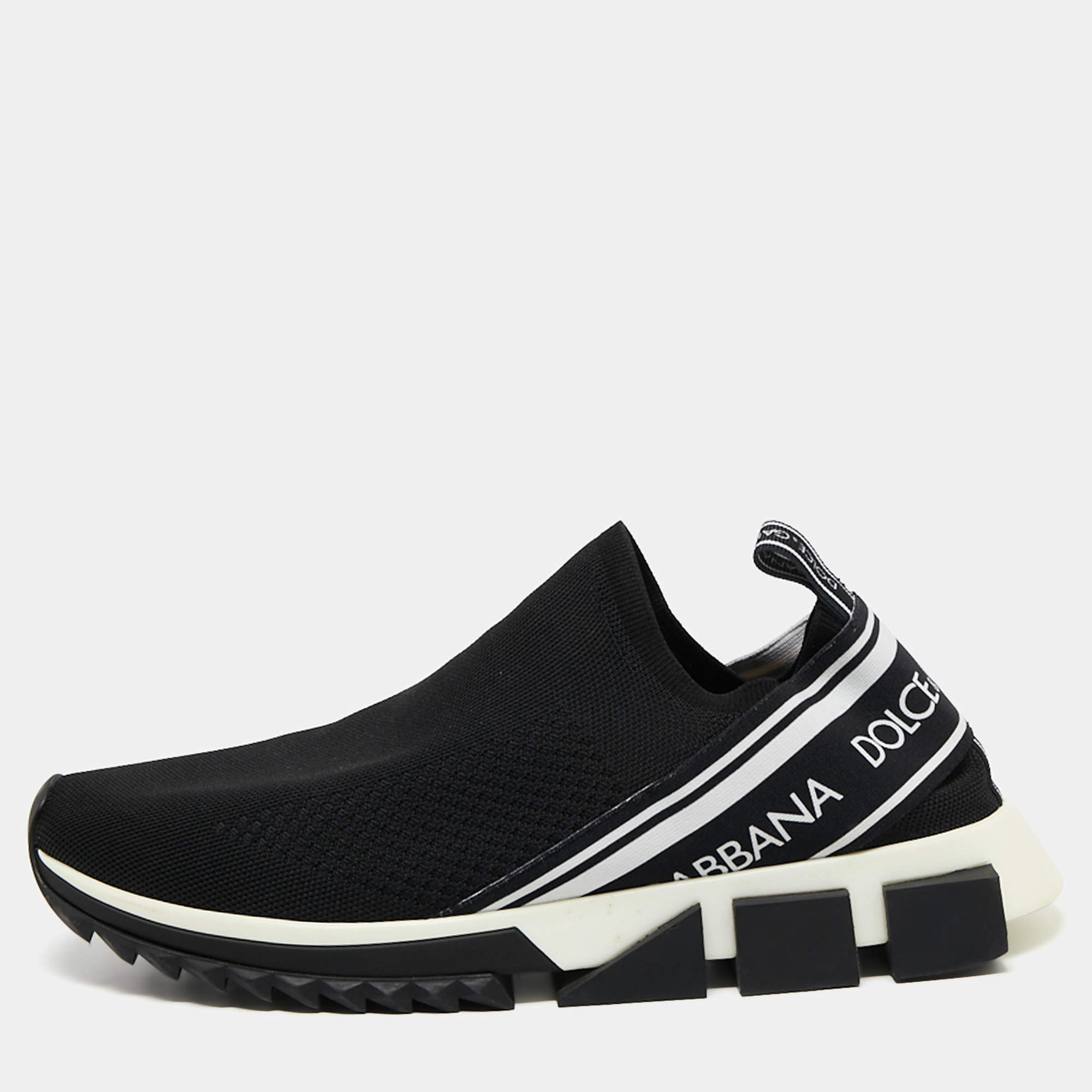 مملوكة مسبقًا Dolce & Gabbana Black/White Knit Fabric Sorrento Sneakers Size 43.5