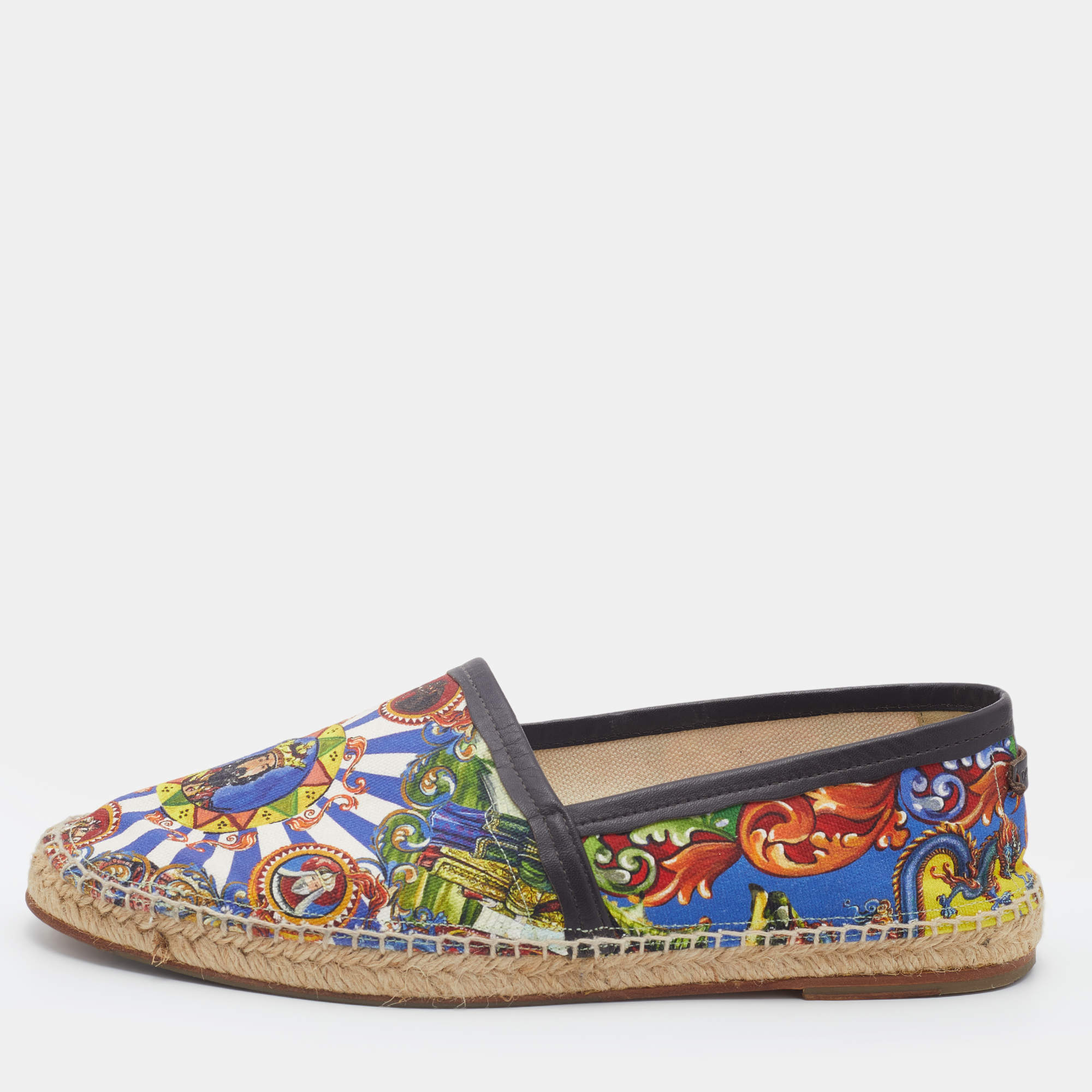 Pre Owned Dolce & Gabbana Multicolor Printed Canvas Slip On Espadrilles Size 43