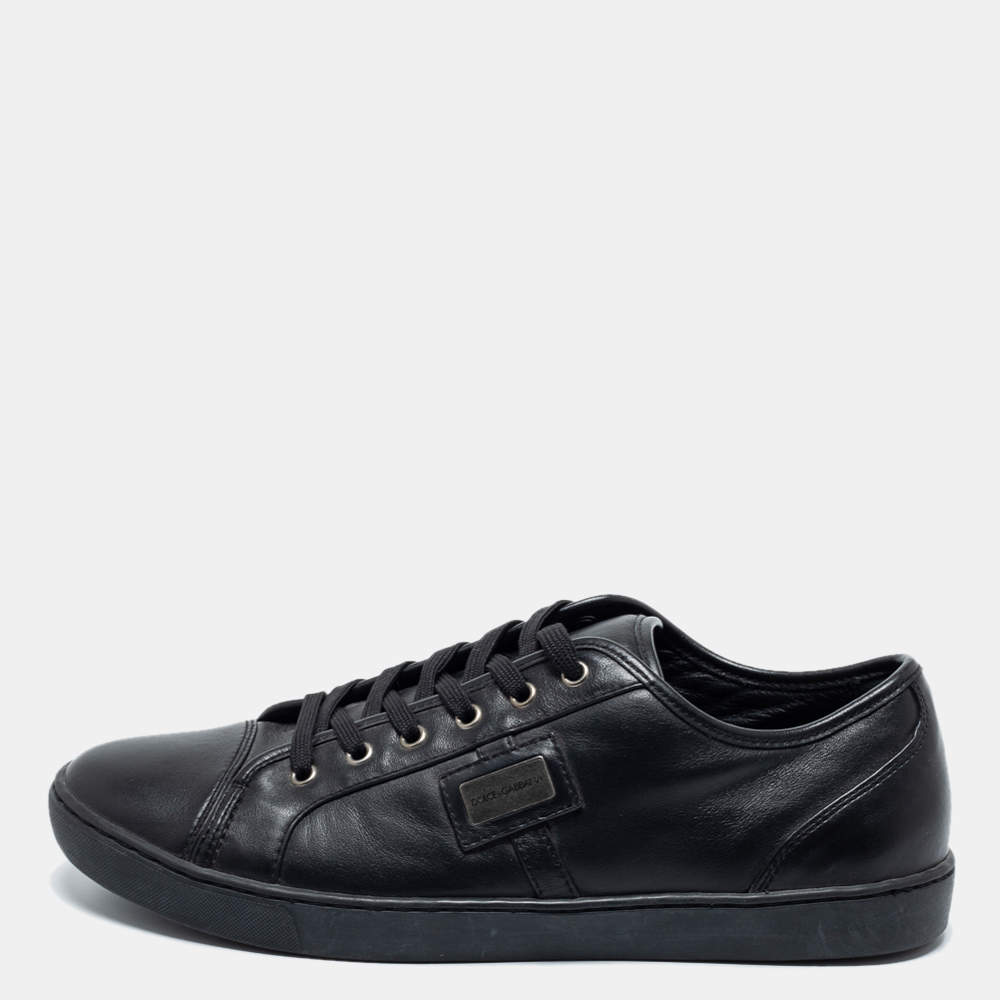 Pre Owned Dolce & Gabbana Black Leather Low-Top Sneakers Size 44