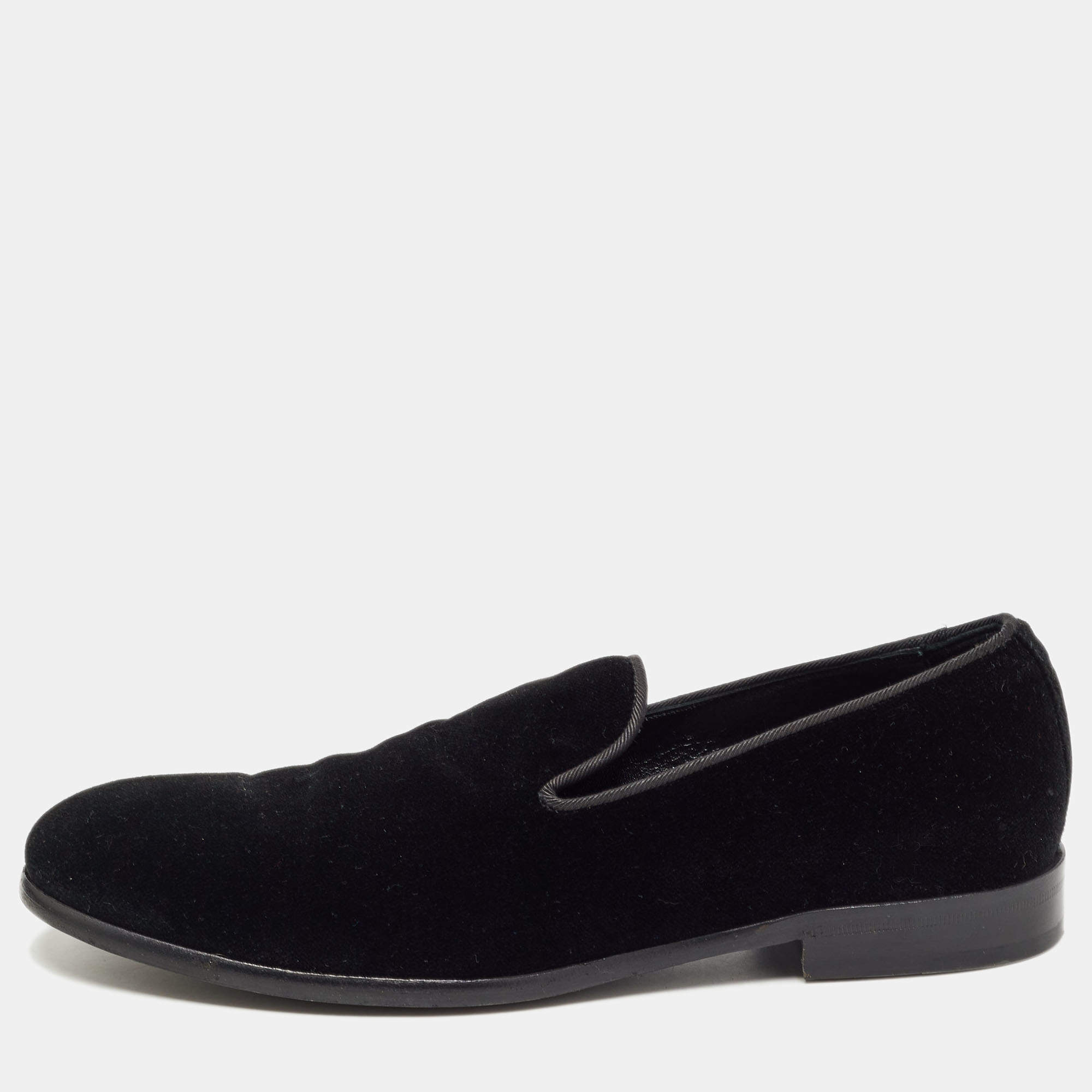 black velvet men's slip-on shoes