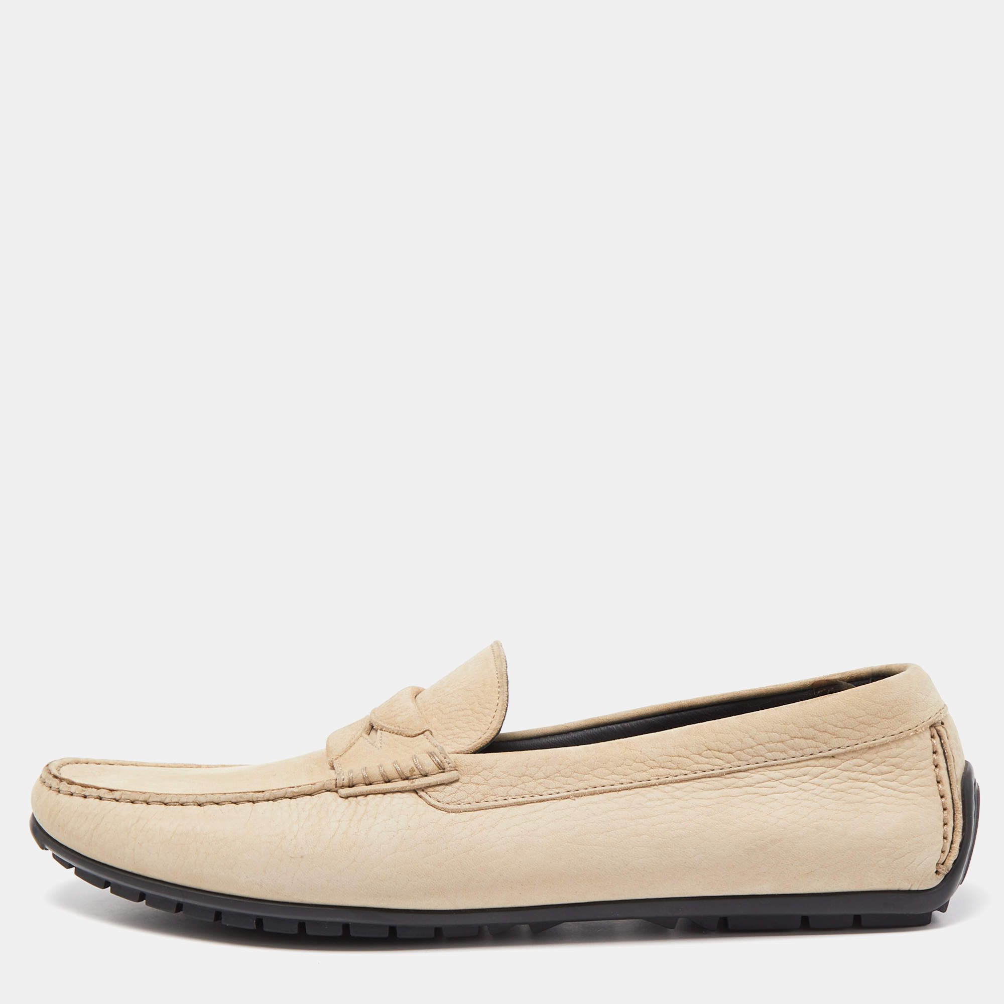 Pre Owned Dolce & Gabbana Beige Nubuck Penny Loafers Size 43