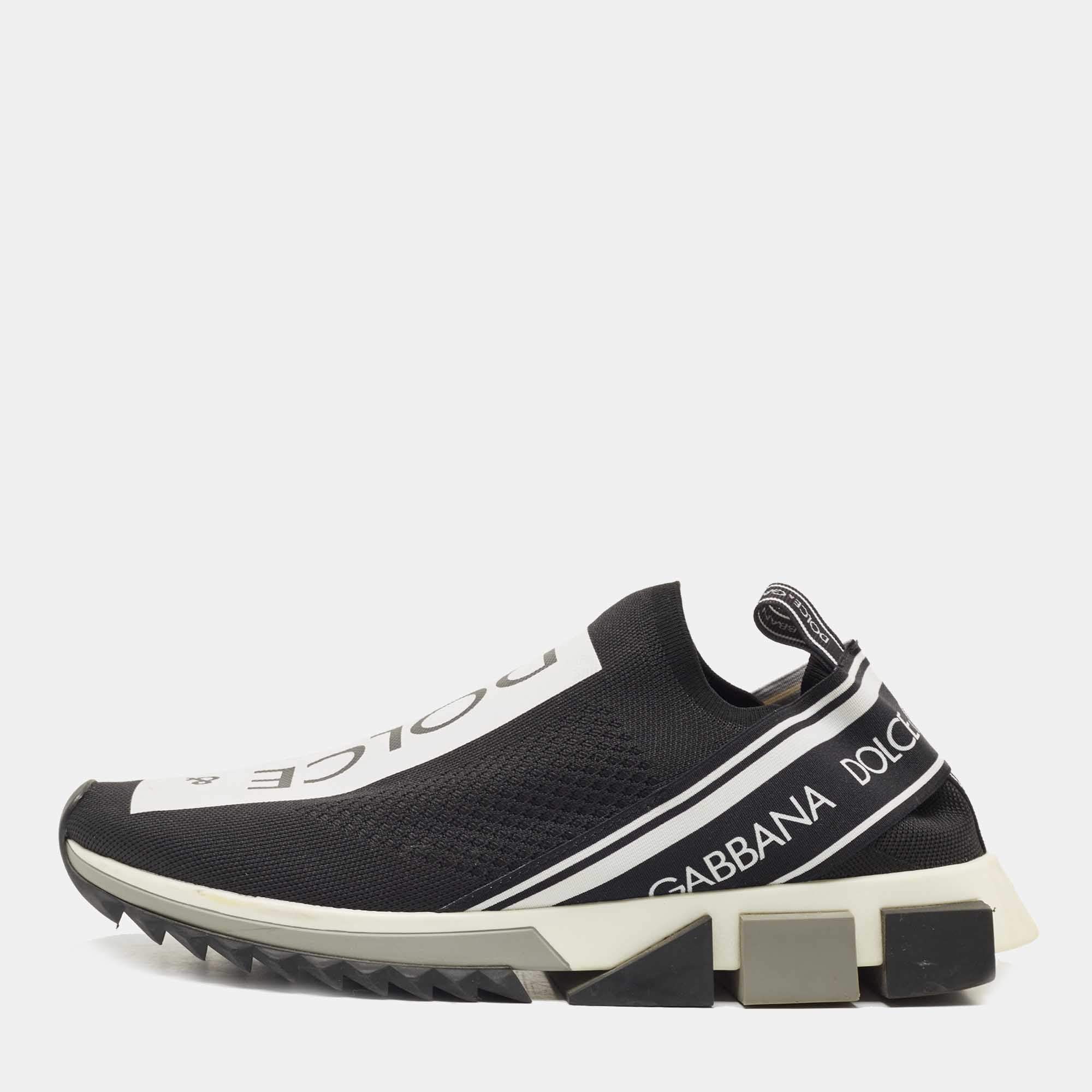 Dolce & Gabbana Black/White Fabric Sorrento Sneakers Size 45