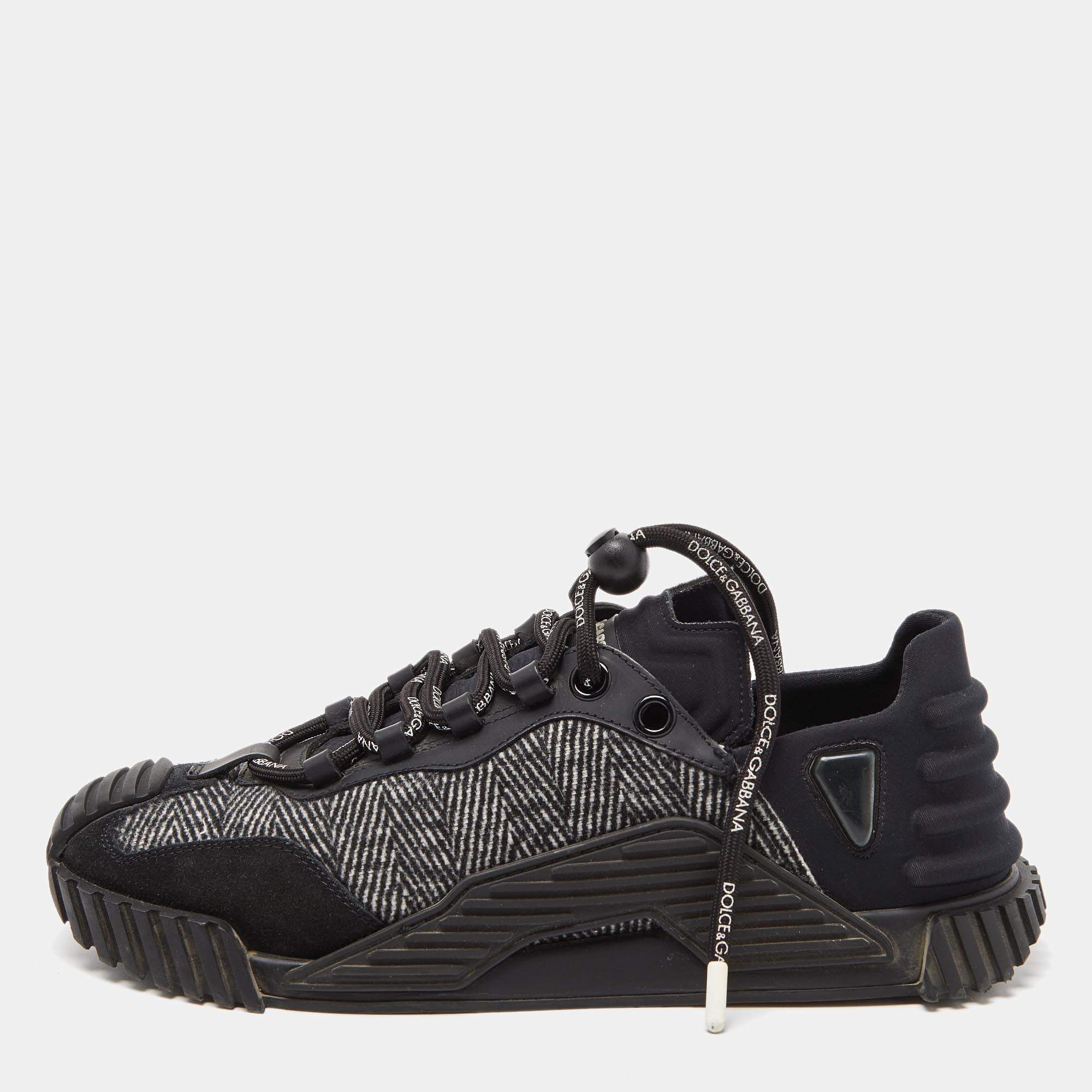Pre Owned Dolce & Gabbana Black Suede and Neoprene Ns1 Sneakers Size 40