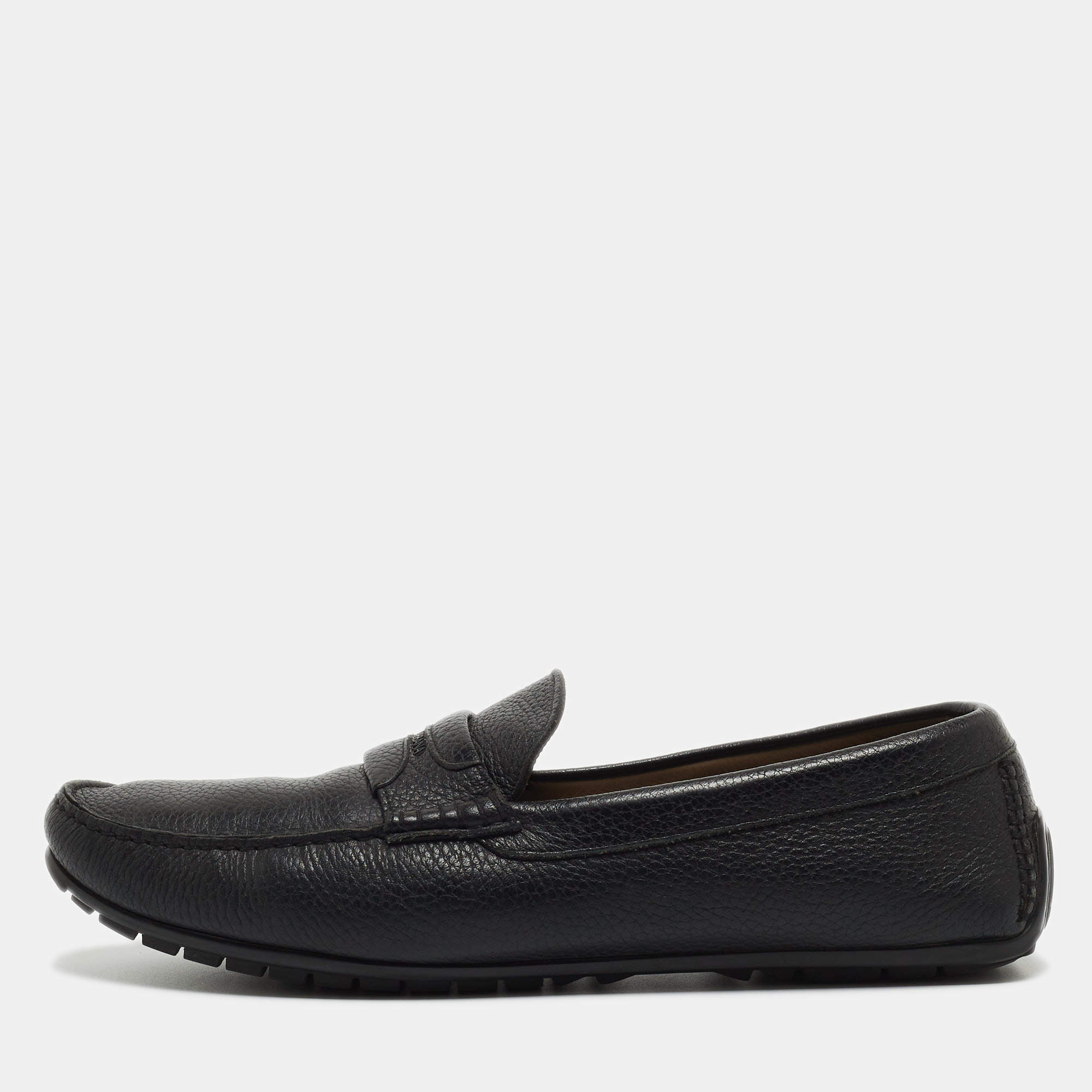 Pre Owned Dolce & Gabbana Black Leather Slip On Loafers Size 44