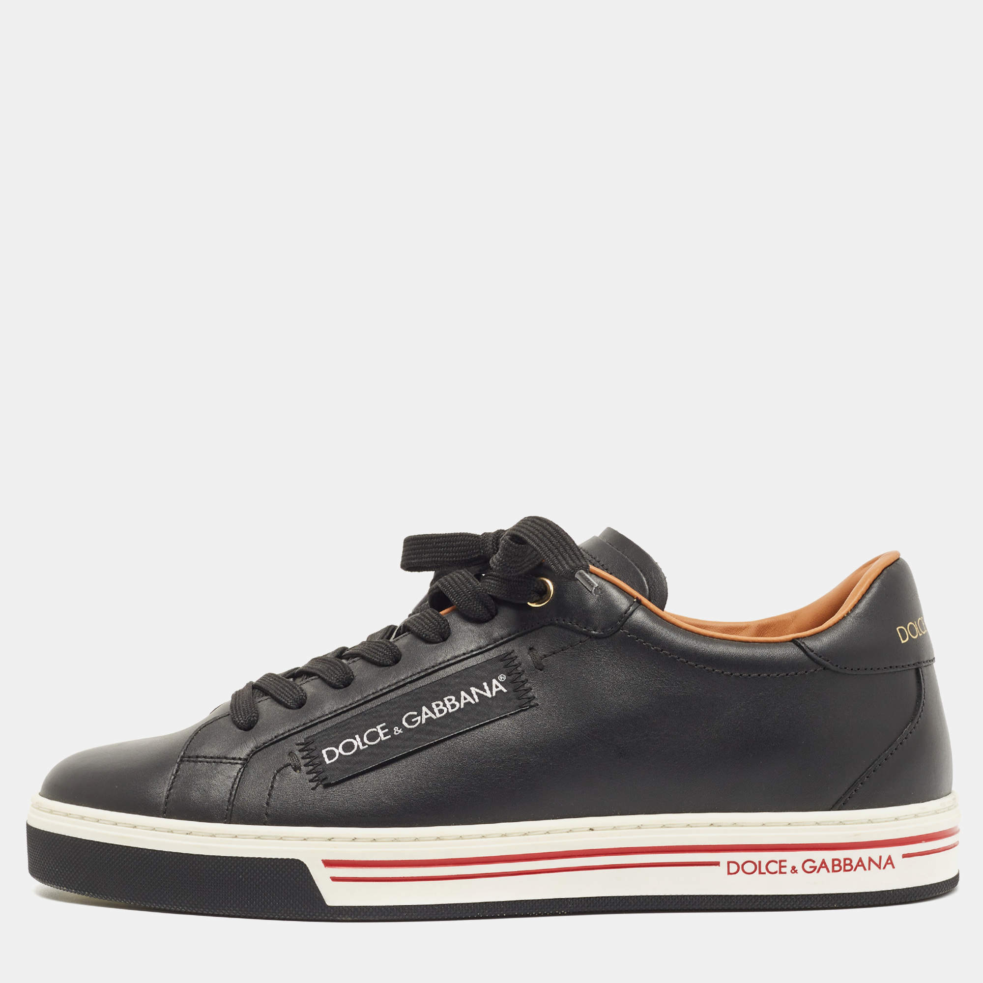 Pre Owned Dolce & Gabbana Black Leather Low Top Sneakers Size 41