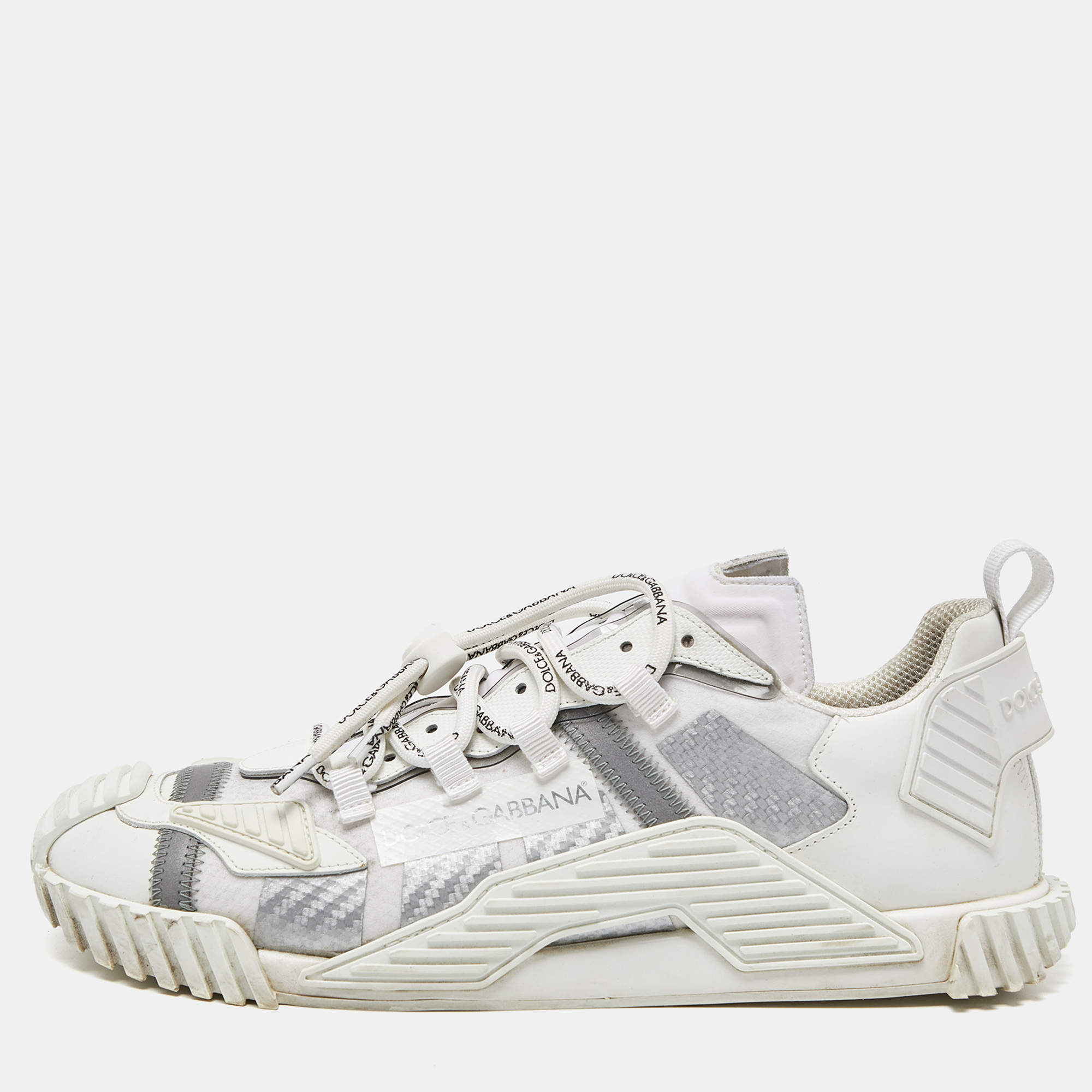 Pre Owned Dolce & Gabbana White Leather and Nylon Ns1 Sneakers Size 44