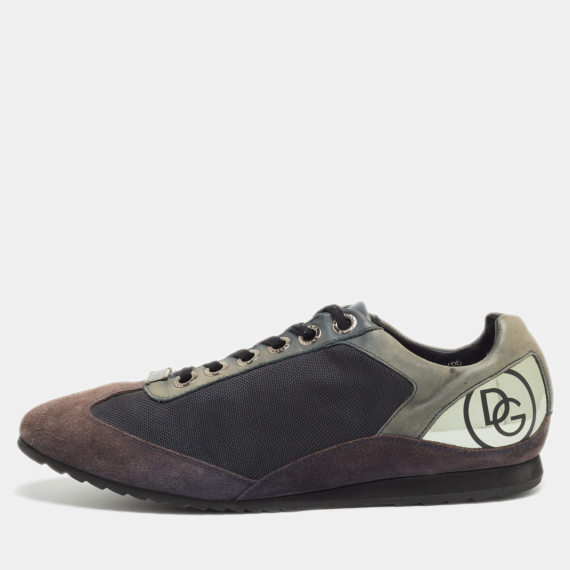 Dolce & Gabbana Multicolor Suede and Mesh Lace Up Sneakers Size 45