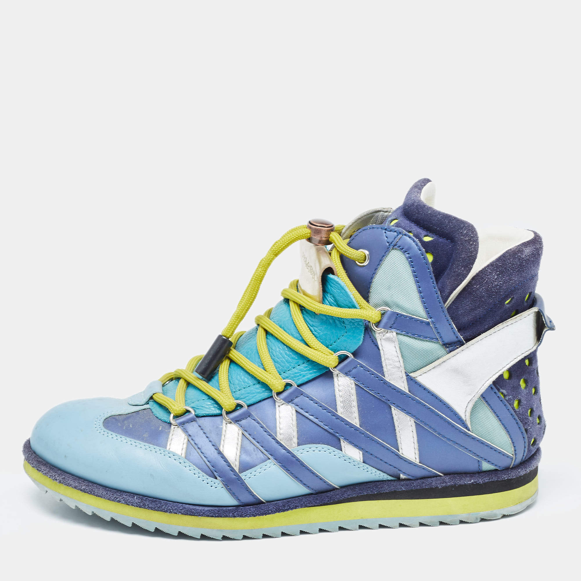 Pre Owned Dolce & Gabbana Multicolor Leather High Top Sneakers Size 42