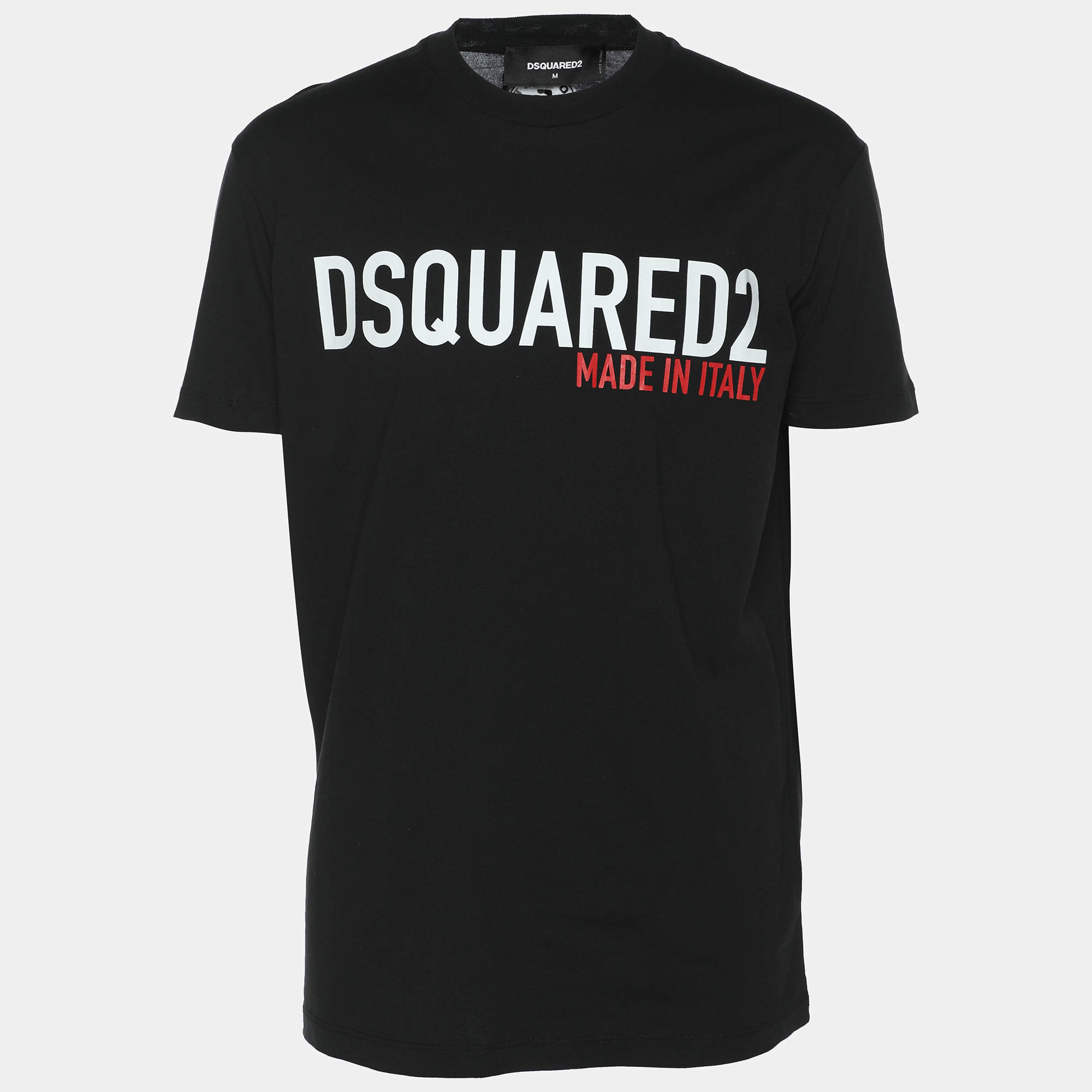 Pre Owned Dsquared2 Black Jersey Logo Print T-Shirt M