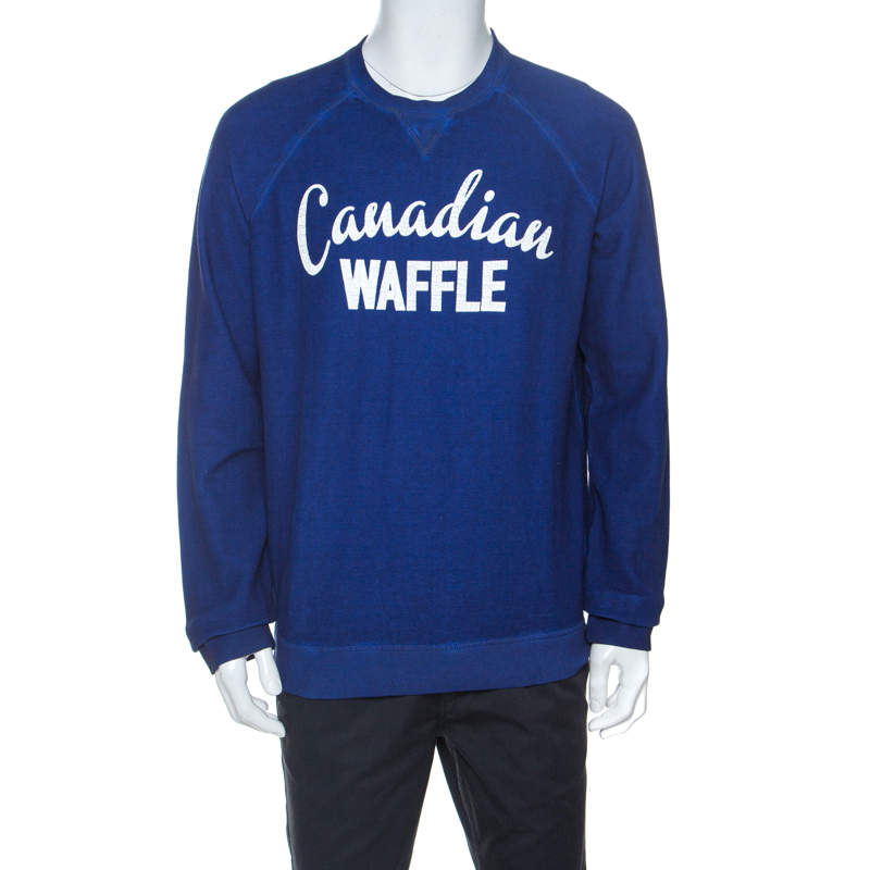 Dsquared2  Blue Cotton Knit Canadian Waffle Sweatshirt L
