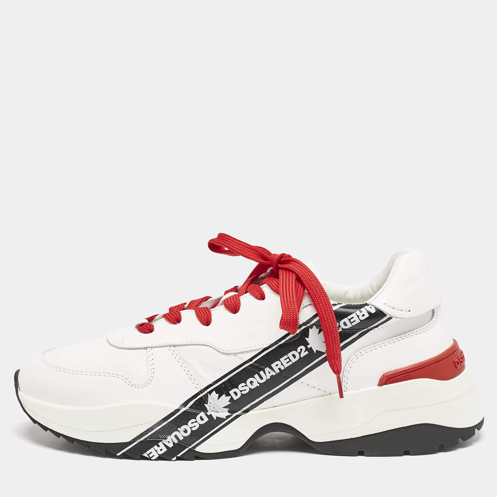 Dsquared2 White Leather Low Top Sneakers Size 45