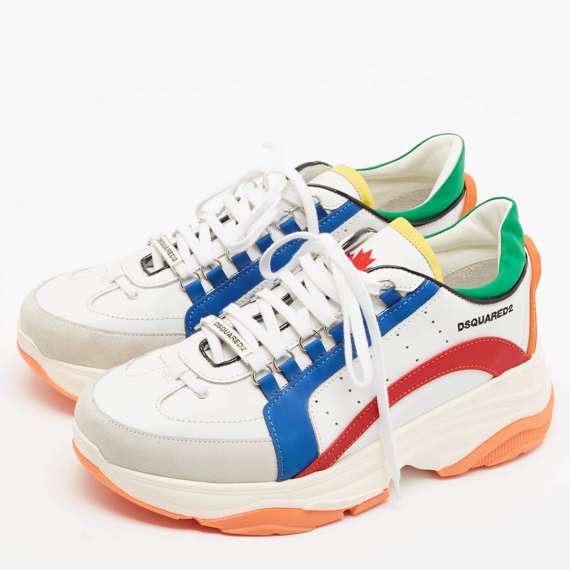 Dsquared2 Multicolor Neoprene and Suede Run Ds2 Sneakers Size 39