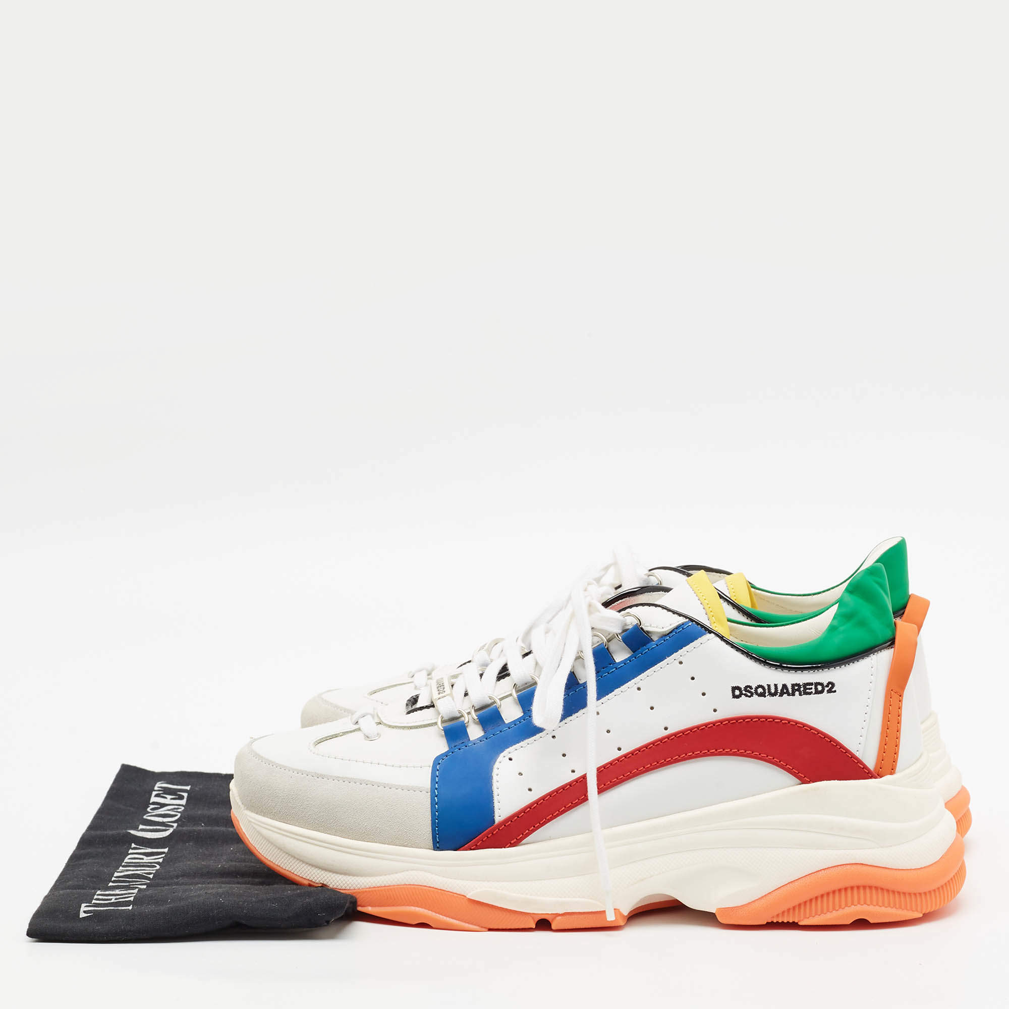 Dsquared2 Multicolor Neoprene and Suede Run Ds2 Sneakers Size 39