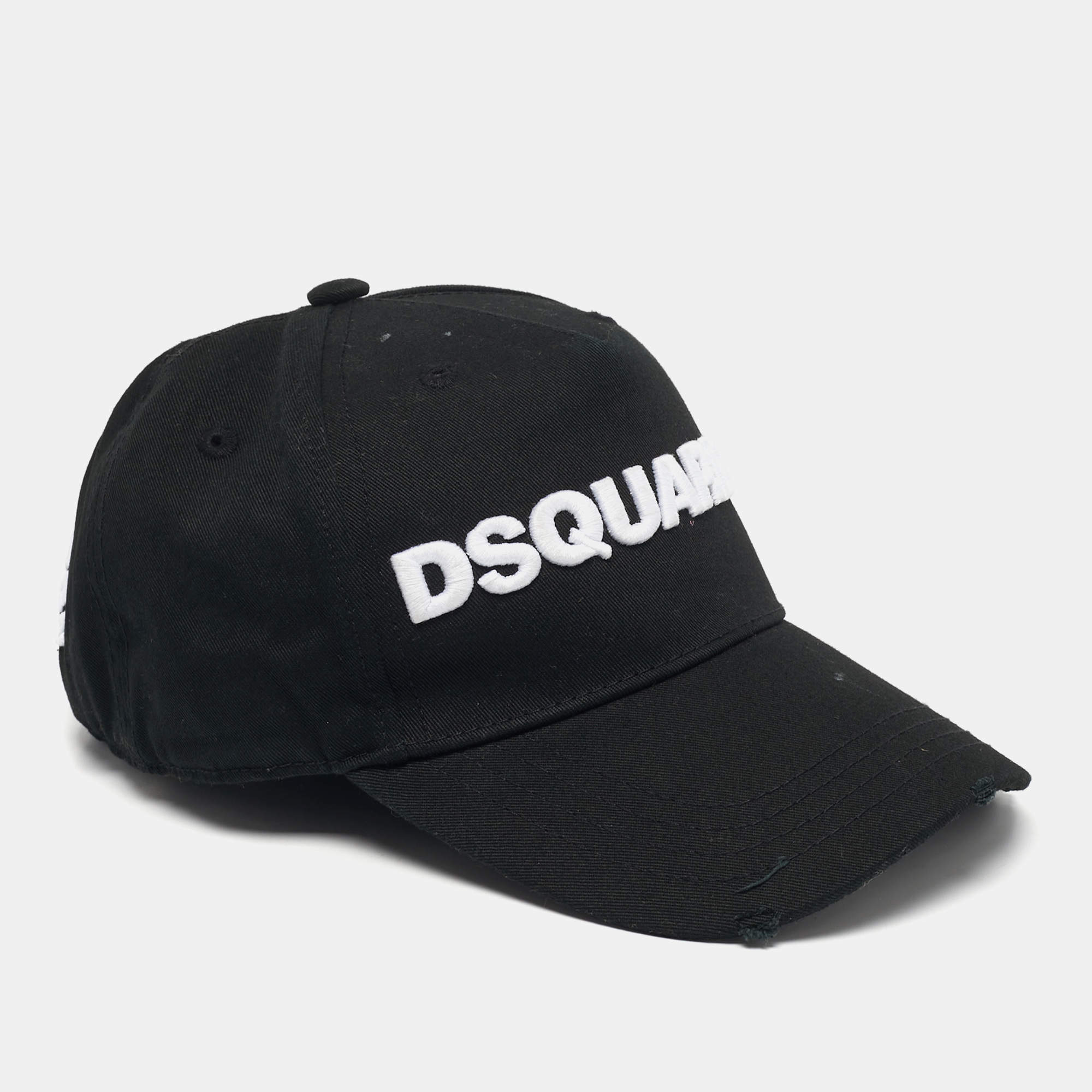 مملوكة مسبقًا Dsquared2 Black Logo Embroidered Cotton Baseball Cap Size 56