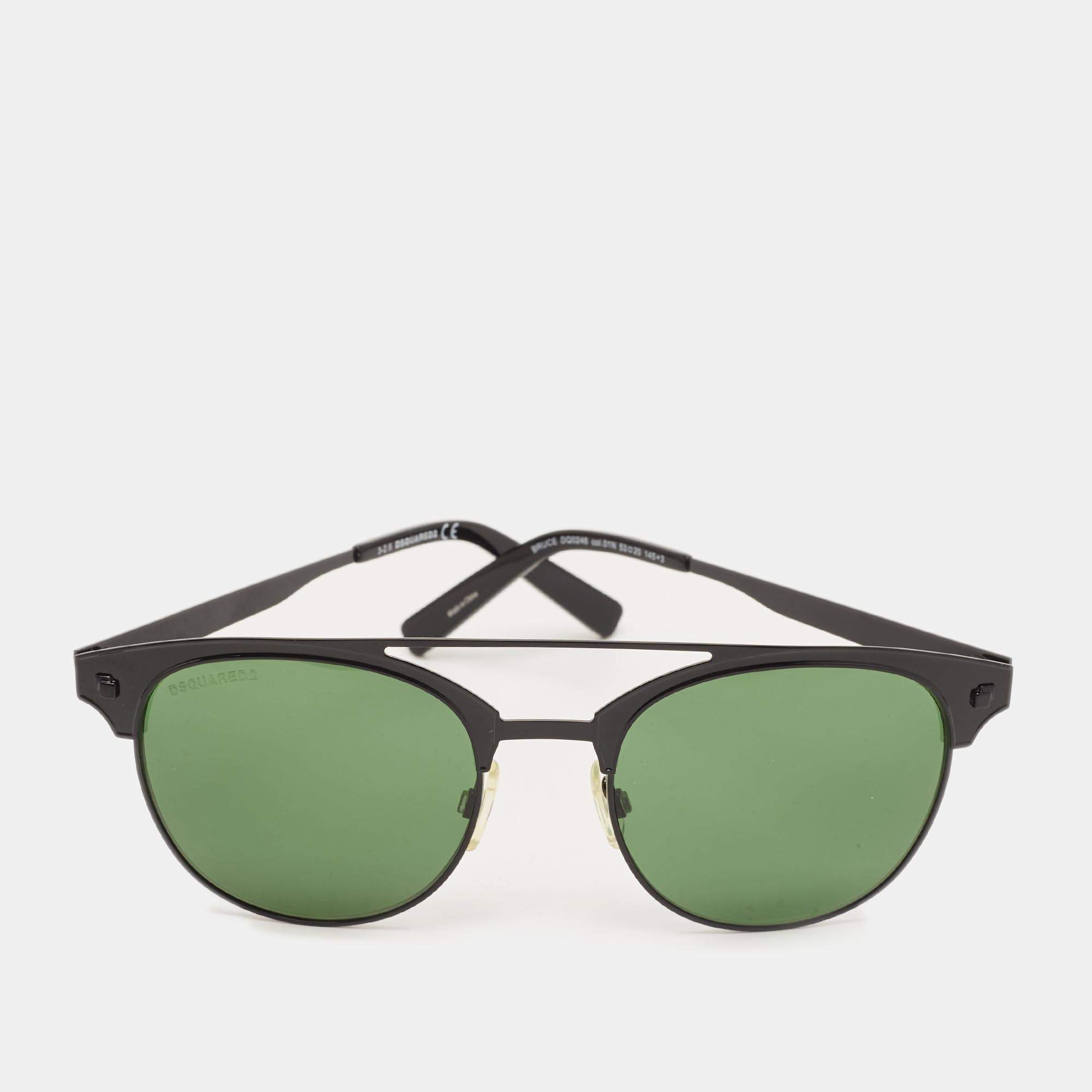 Pre Owned Dsquared2 Black DQ 0246 Bruce Aviator Sunglasses