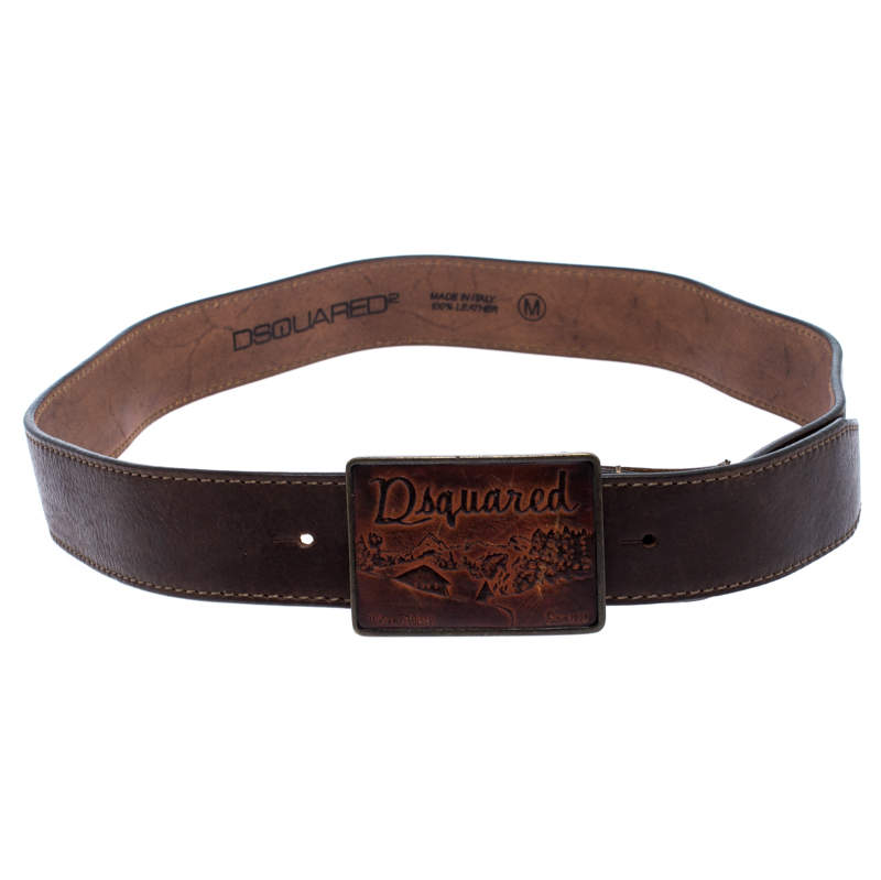 Dsquared2 Dark Brown Leather Buckle Belt 108CM