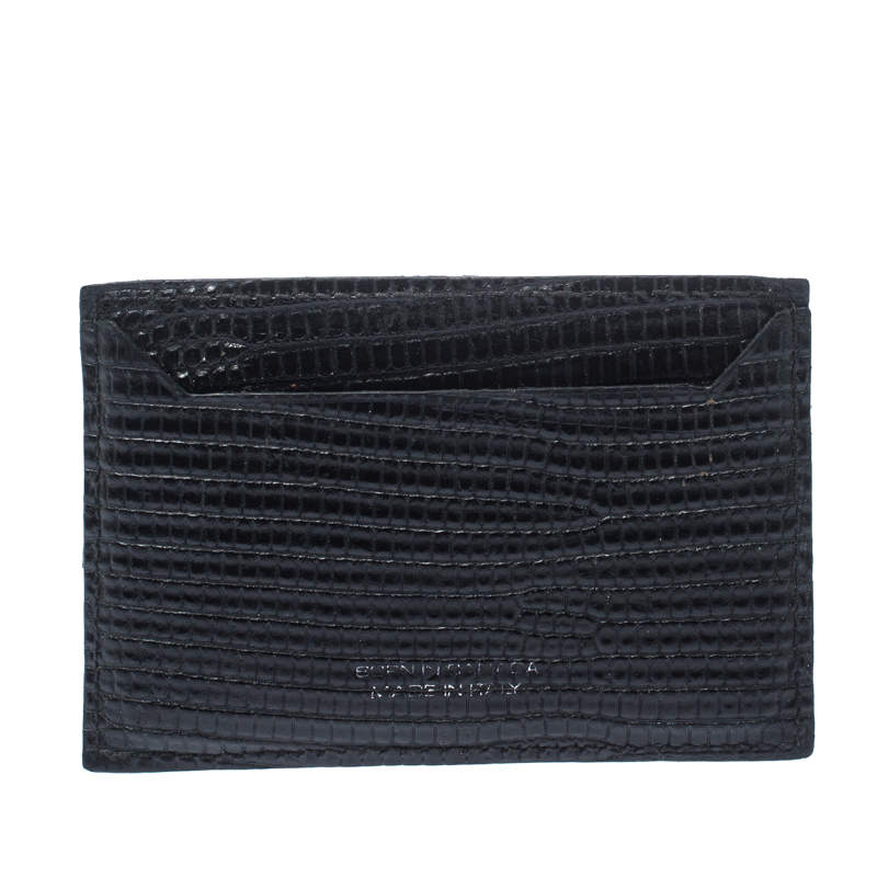 Dsquared2 Black Lizard Embossed Leather Card Holder
