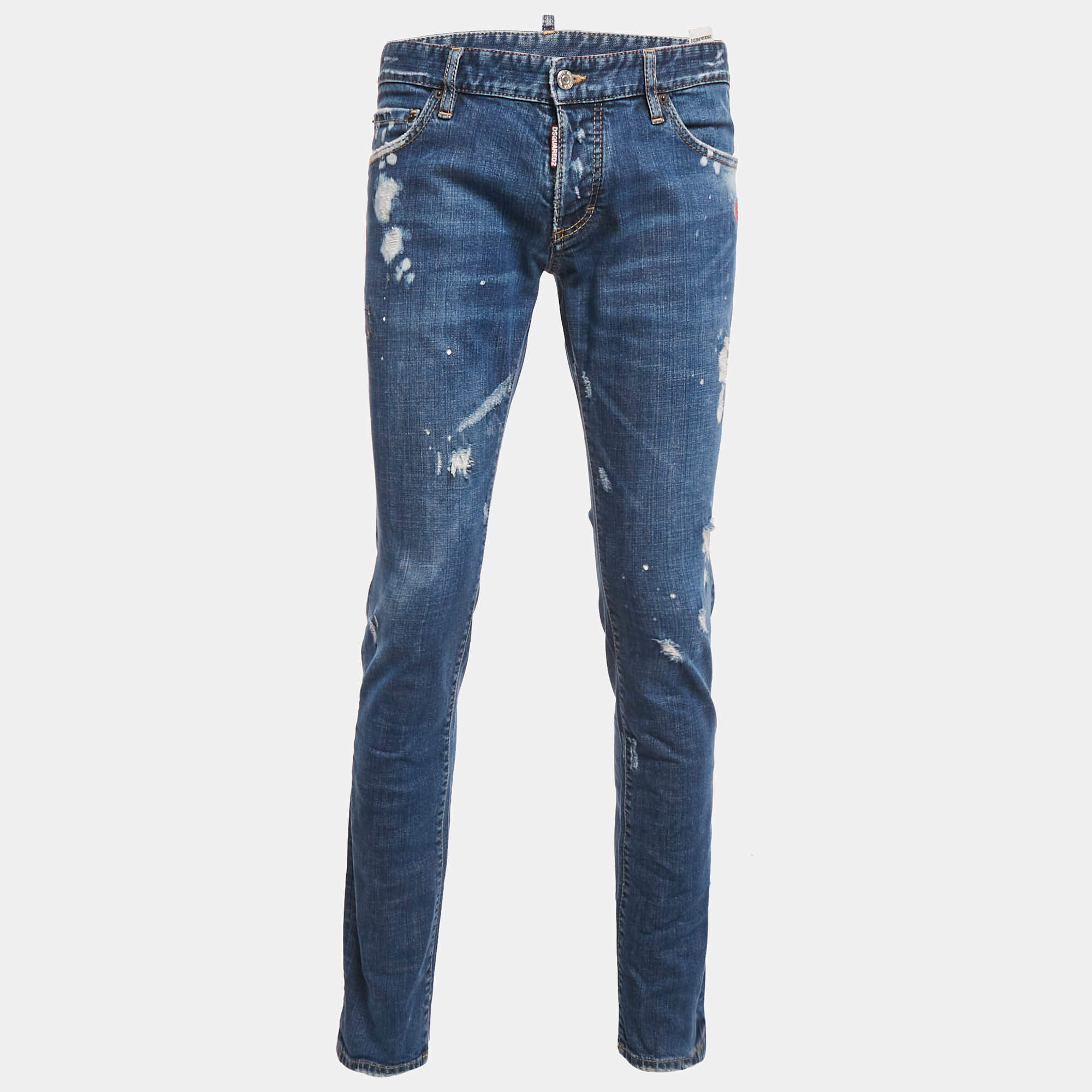 Pre Owned Dsquared2 Blue Distressed Denim Slim Fit Jeans XL Waist 35"