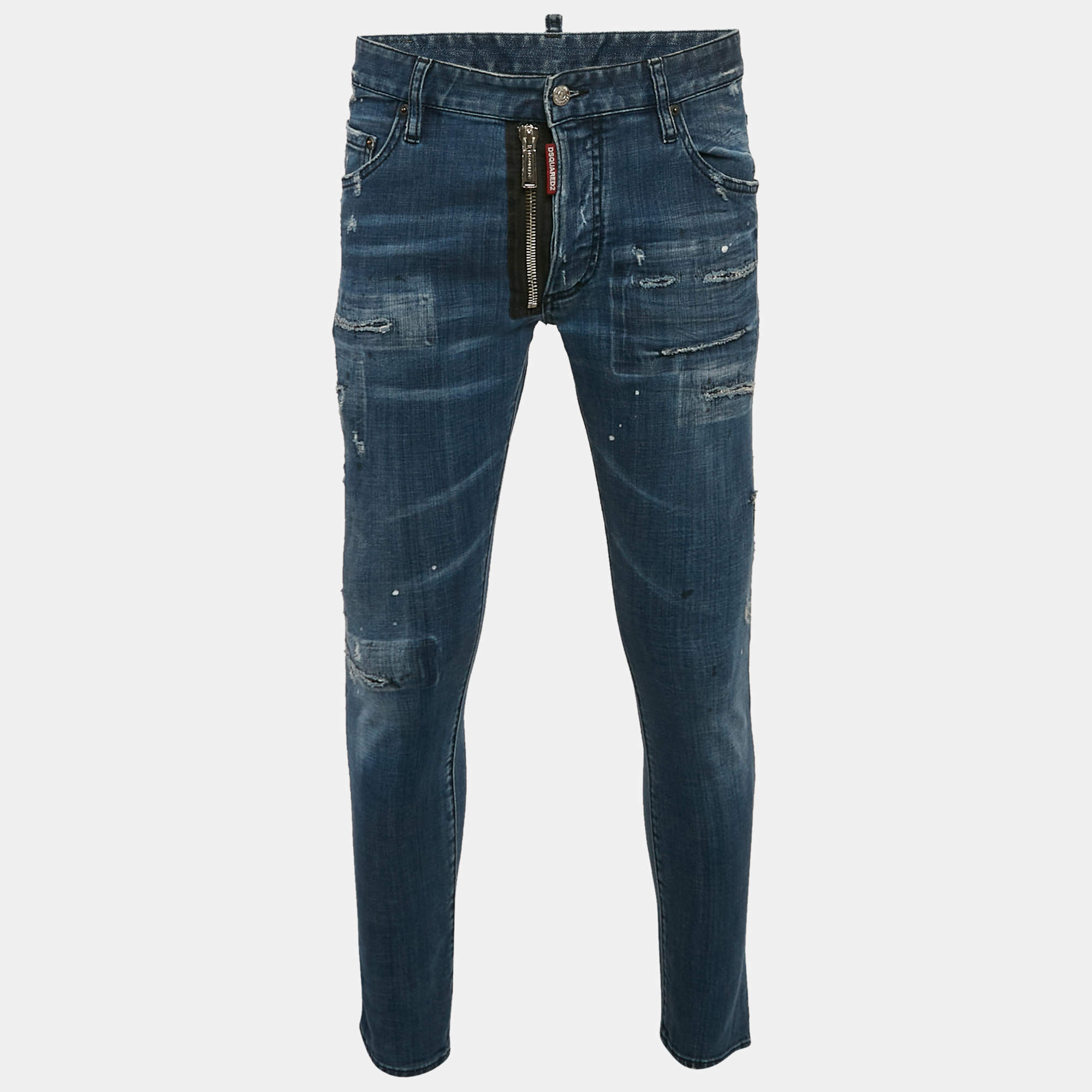 Dsquared2 Blue Distressed Denim Skater Jeans XL Waist 35"