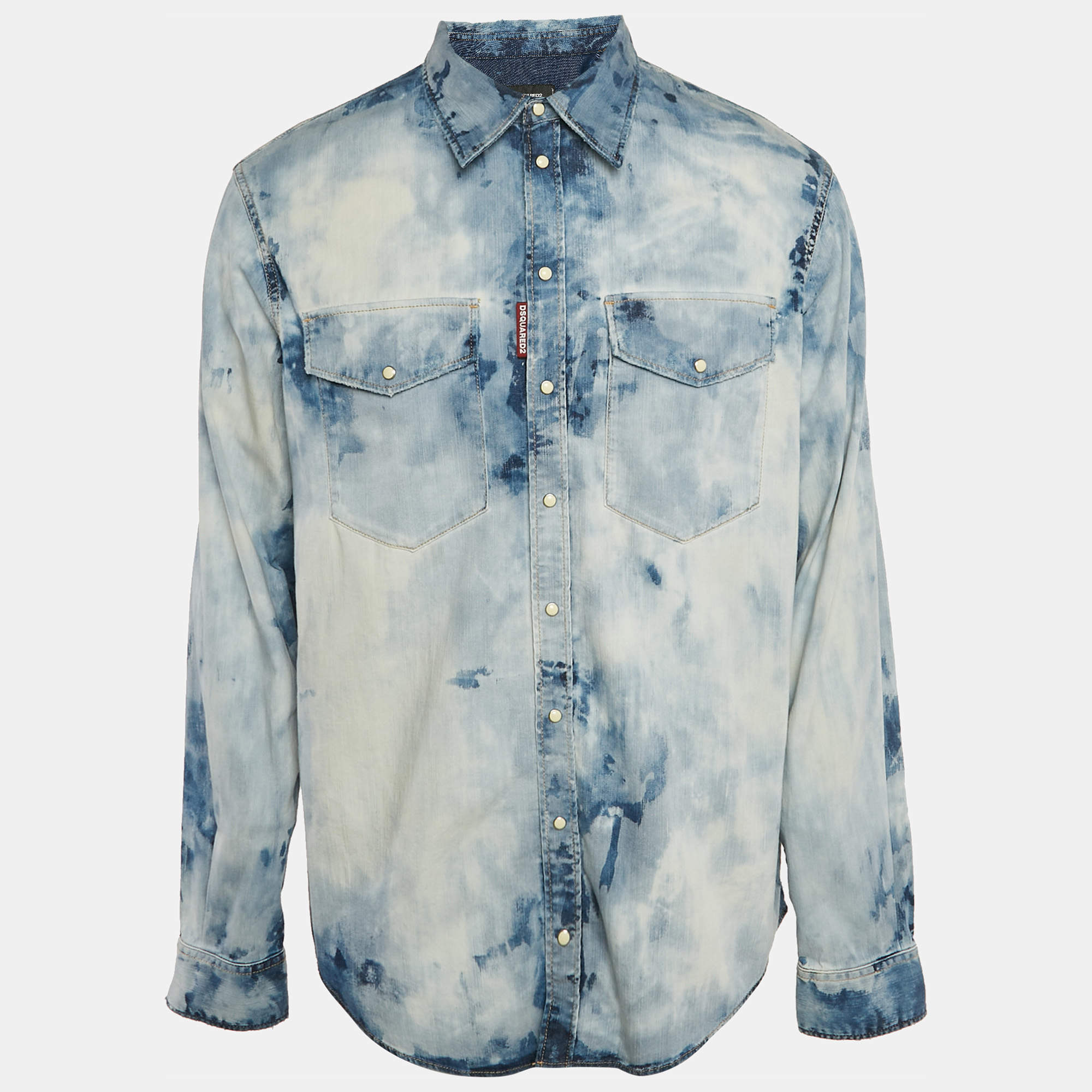 Dsquared2 Blue Washed Denim Long Sleeve Shirt XL