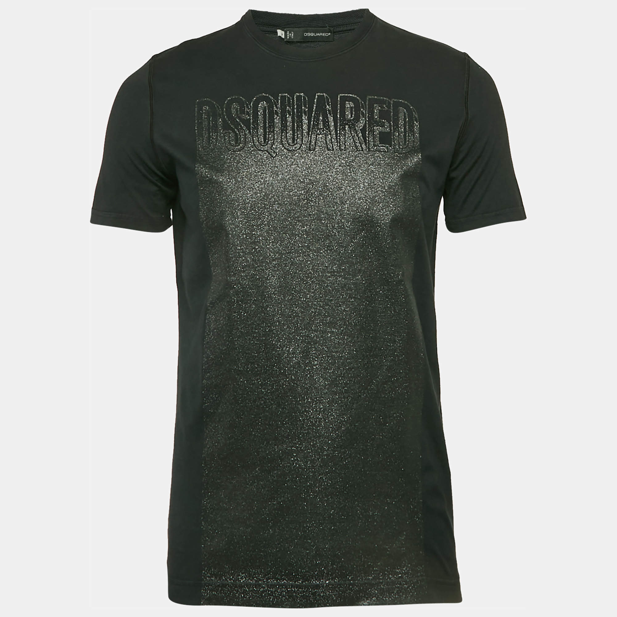 Dsquared2 Black Glitter Print Jersey Crewneck T-Shirt M