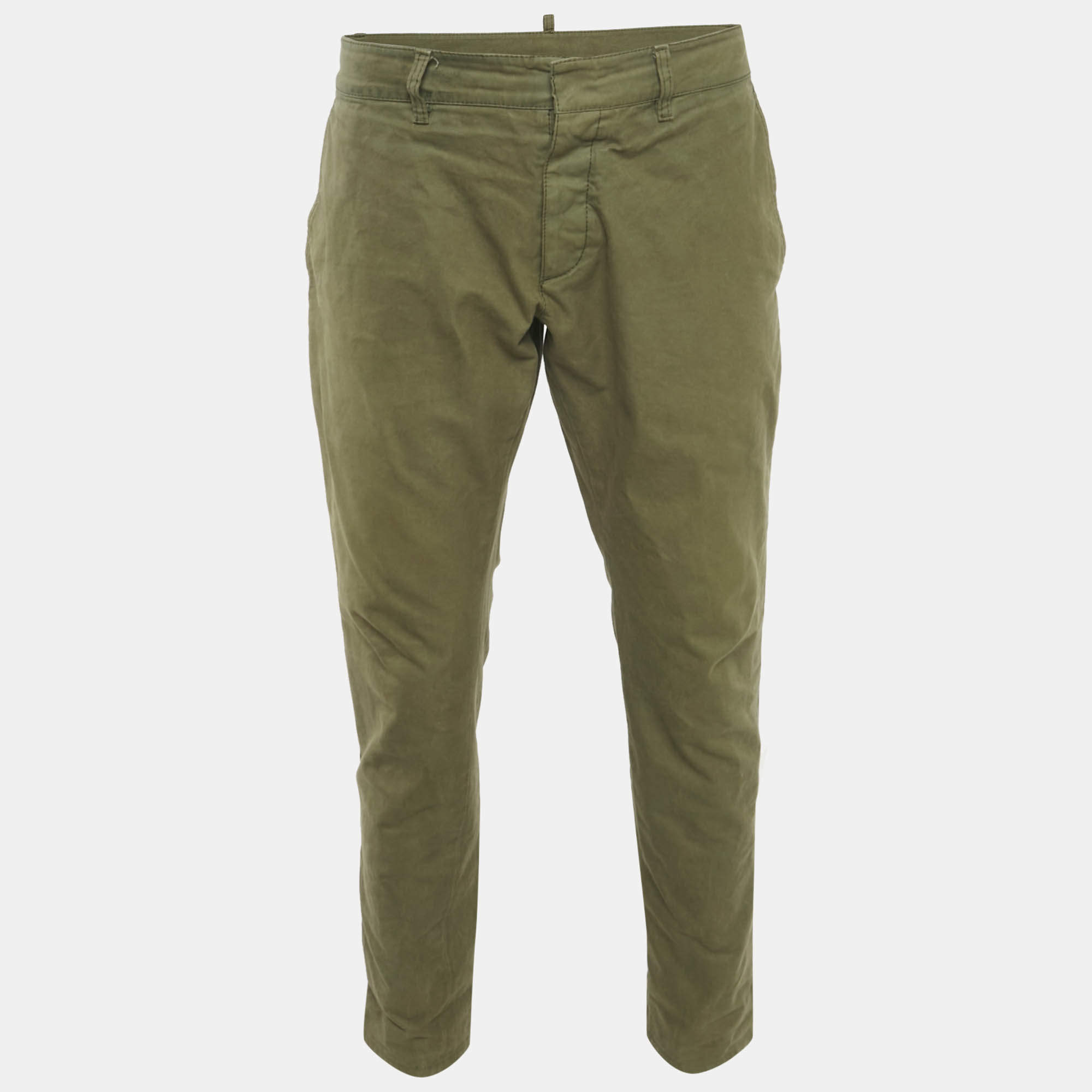 Pre Owned Dsquared2 Green Cotton Regular Fit Trousers XL