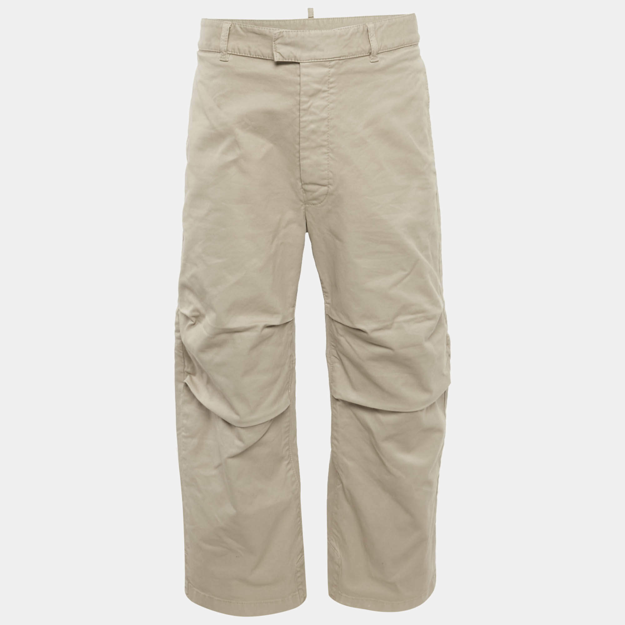 Pre Owned Dsquared2 Beige Cotton Straight Fit Trousers XL