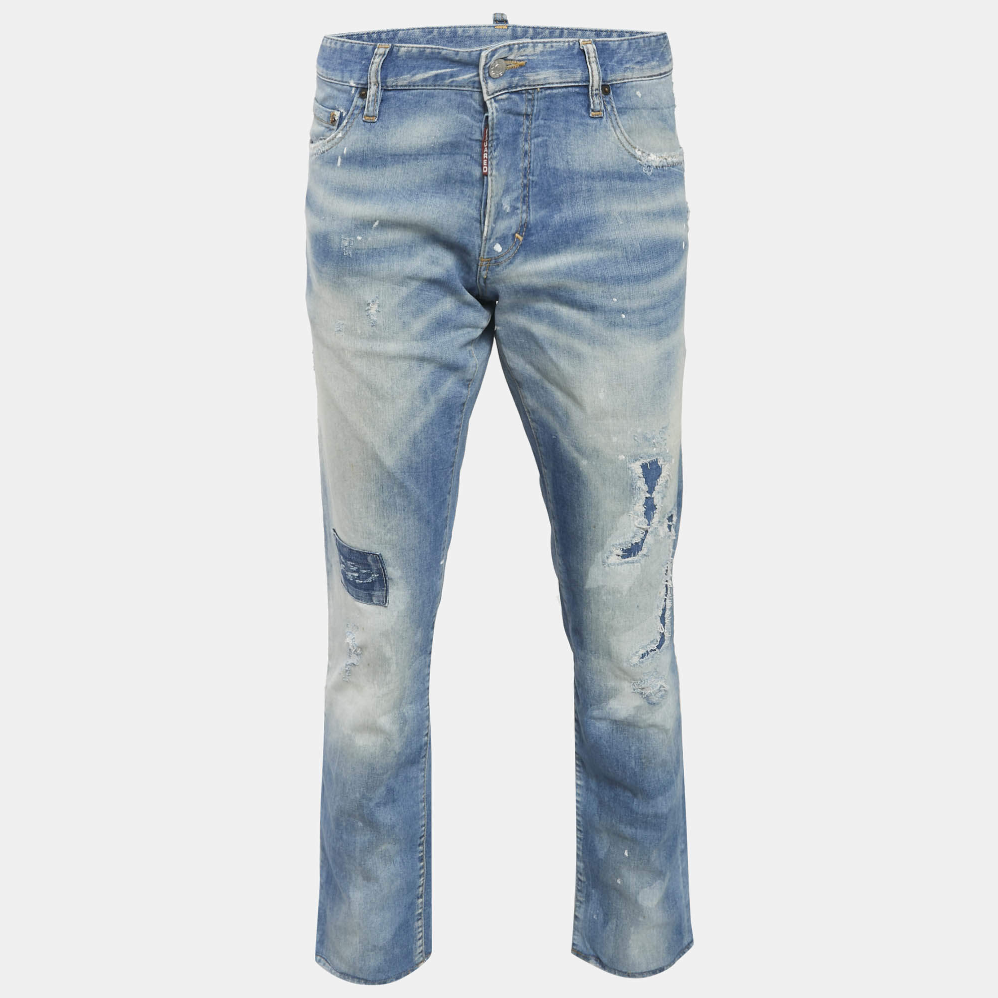 Pre Owned Dsquared2 Blue Distressed Denim Jeans XXL Waist 38"