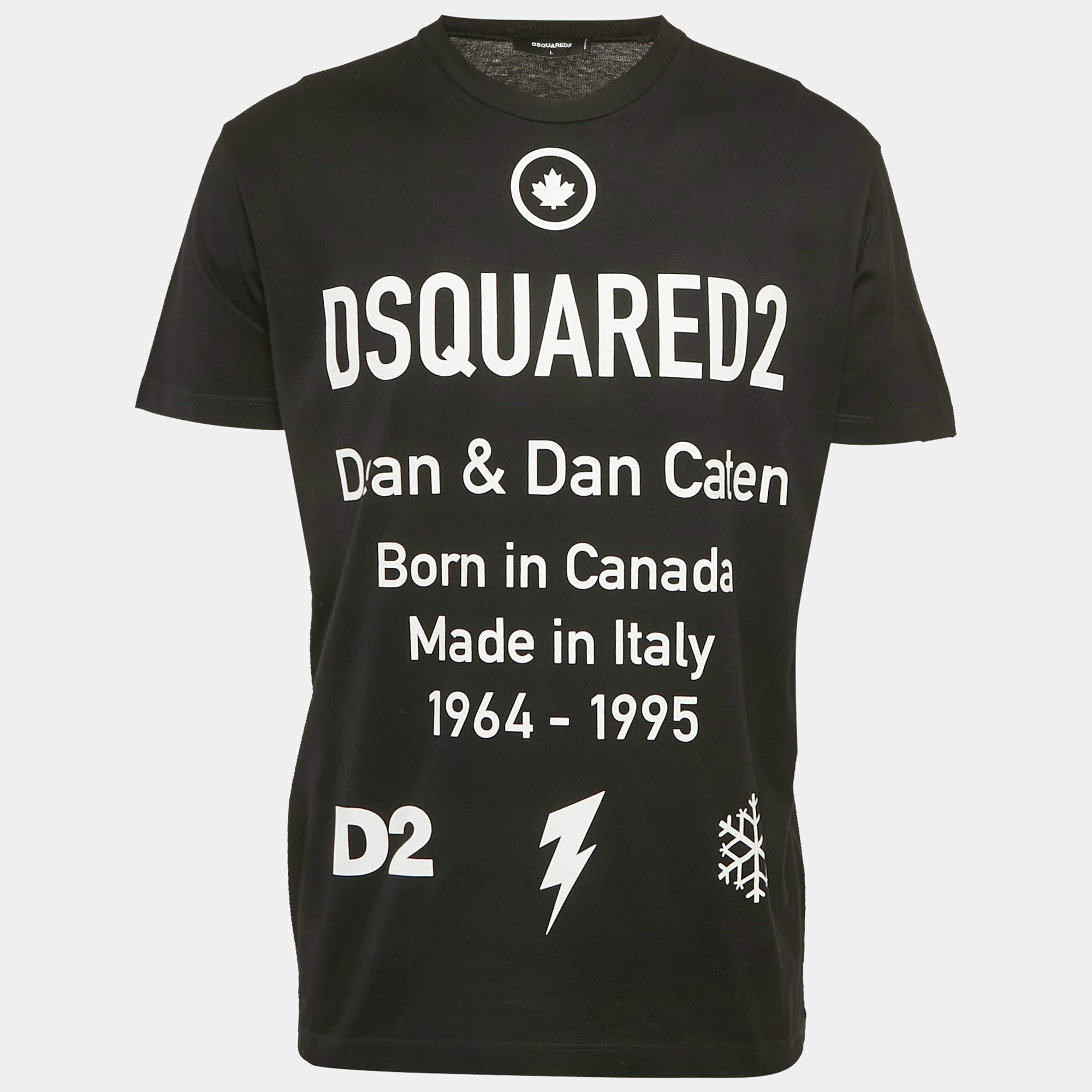 Dsquared2 Black Logo Print Cotton Crew Neck T-Shirt L