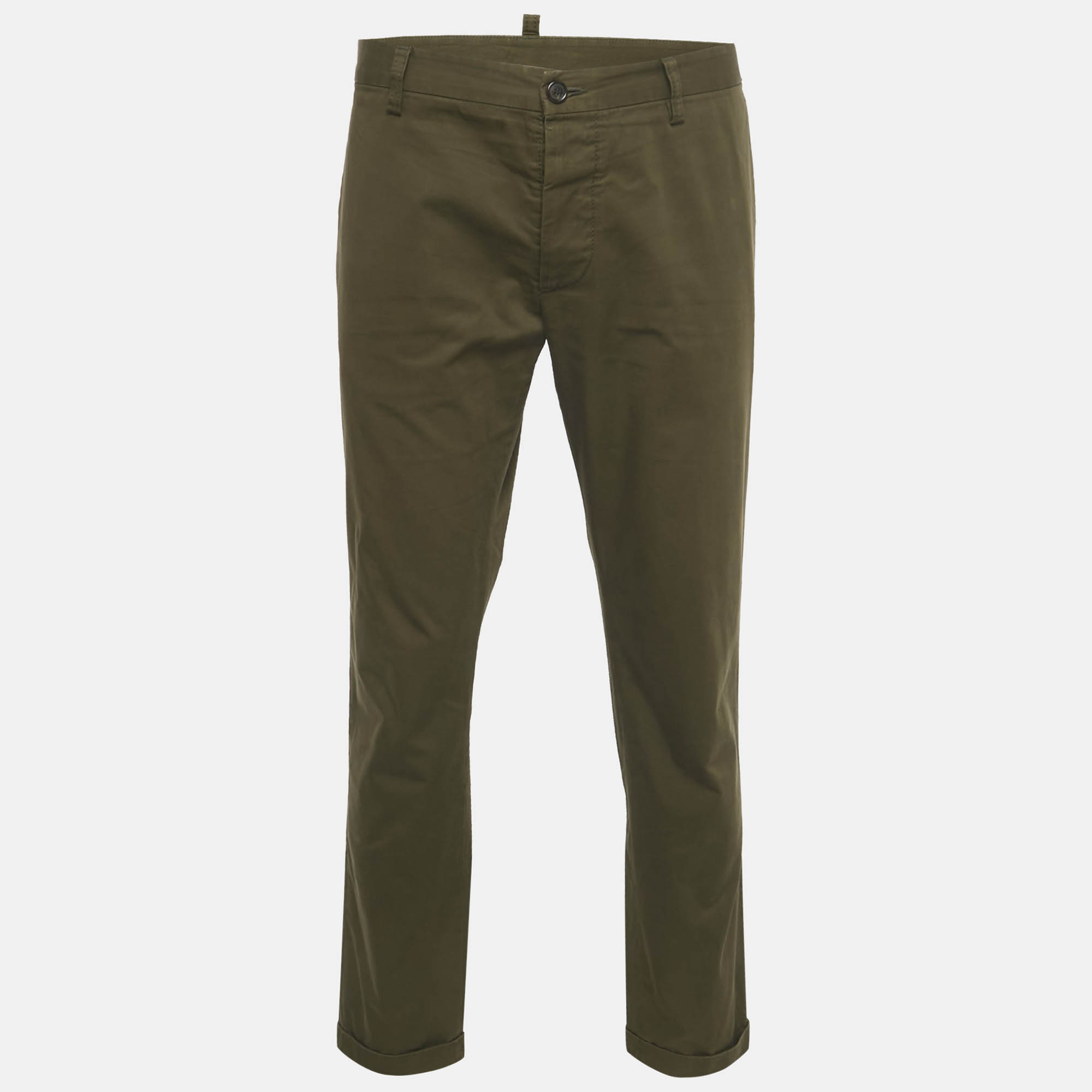 Pre Owned Dsquared2 Olive Green Cotton Trousers XL