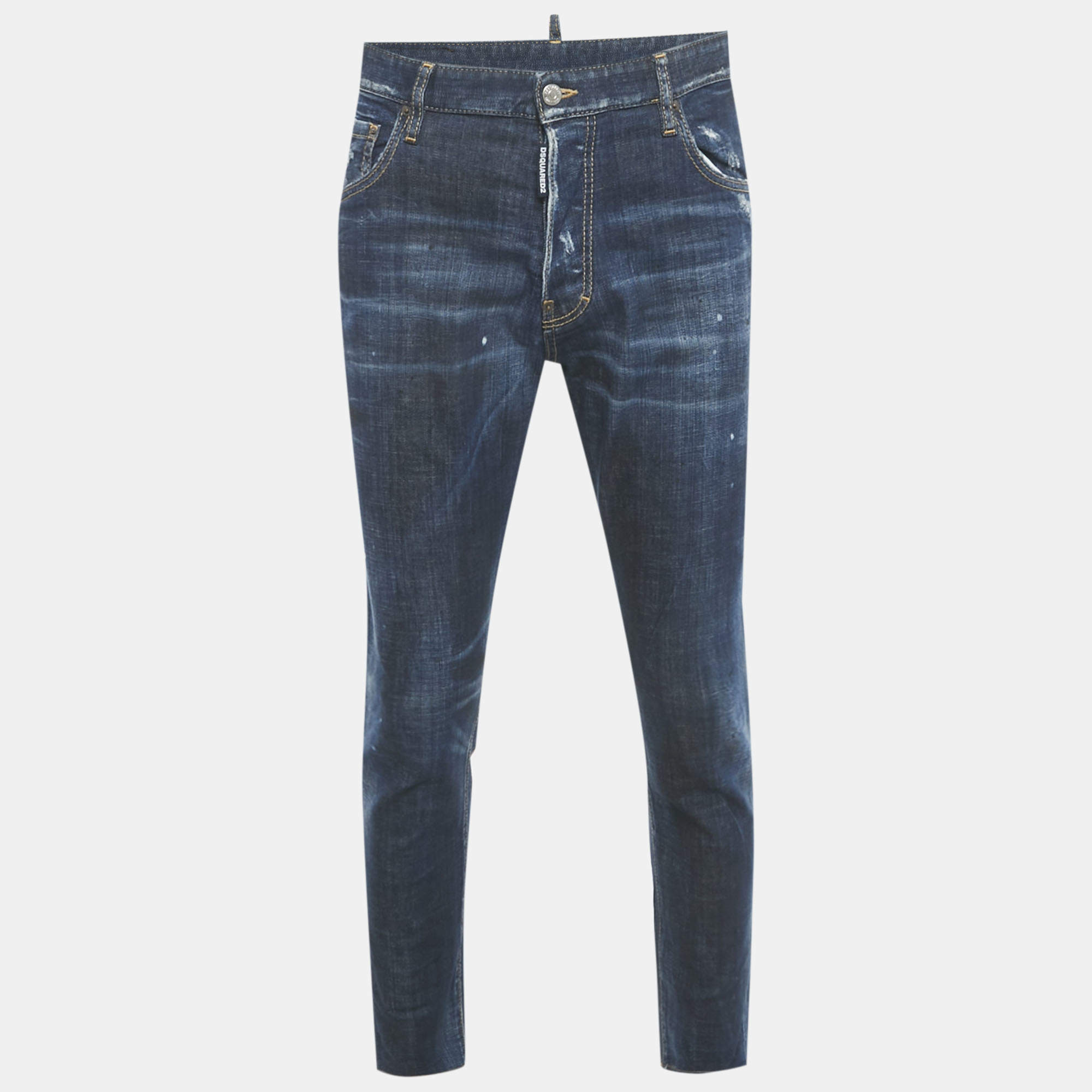 Pre Owned Dsquared2 Blue Distressed Denim Sexy Mercury Jeans XL Waist 36"