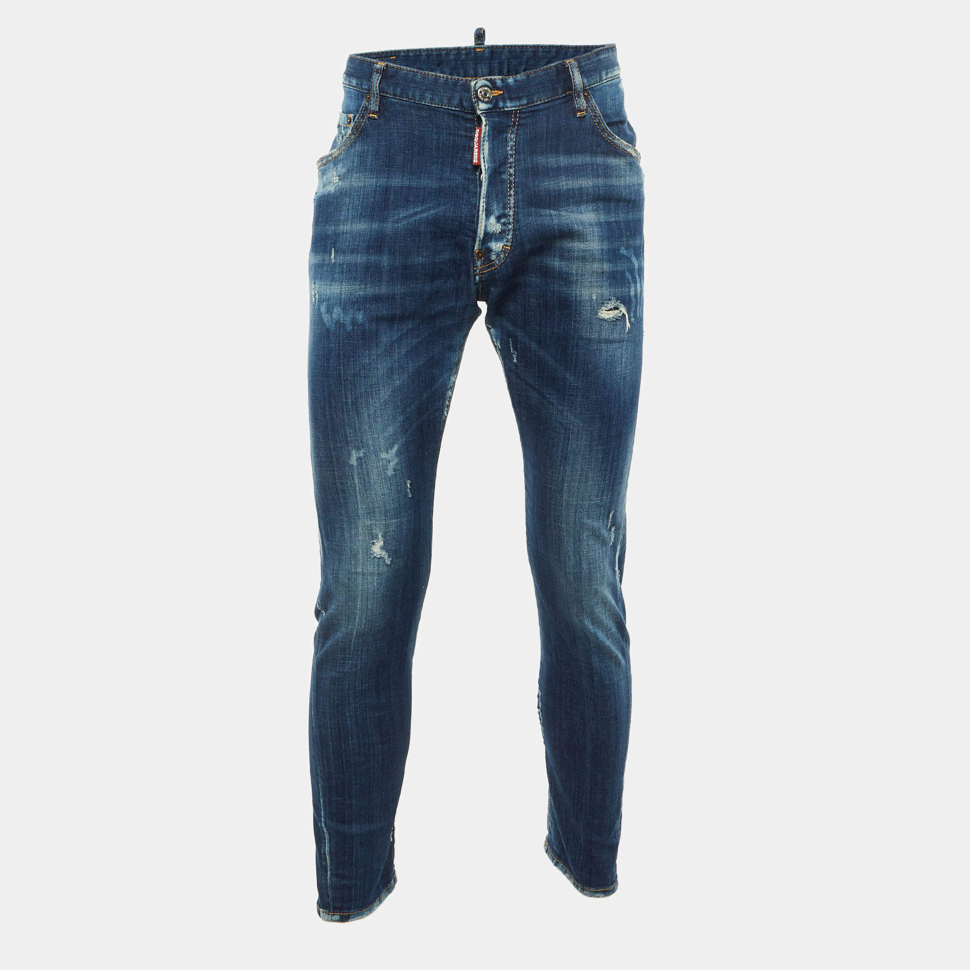 Pre Owned Dsquared2 Blue Washed Distressed Denim Classic Kenny Jeans L Waist 36"