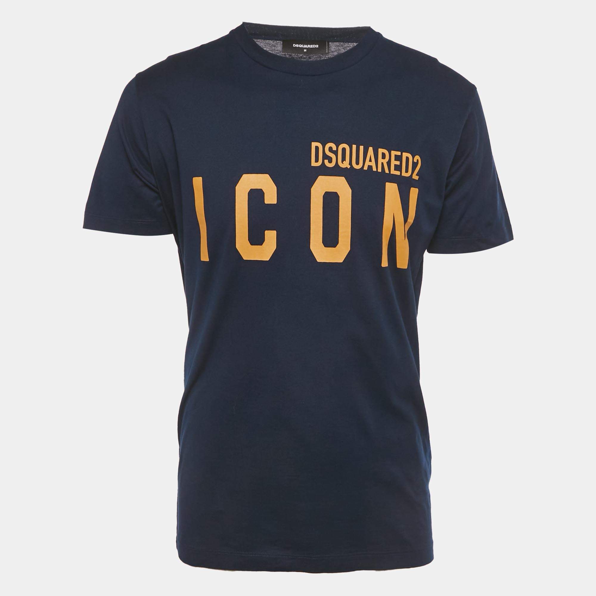 Pre Owned Dsquared2 Navy Blue Icon Print Jersey Cool Fit T-Shirt M